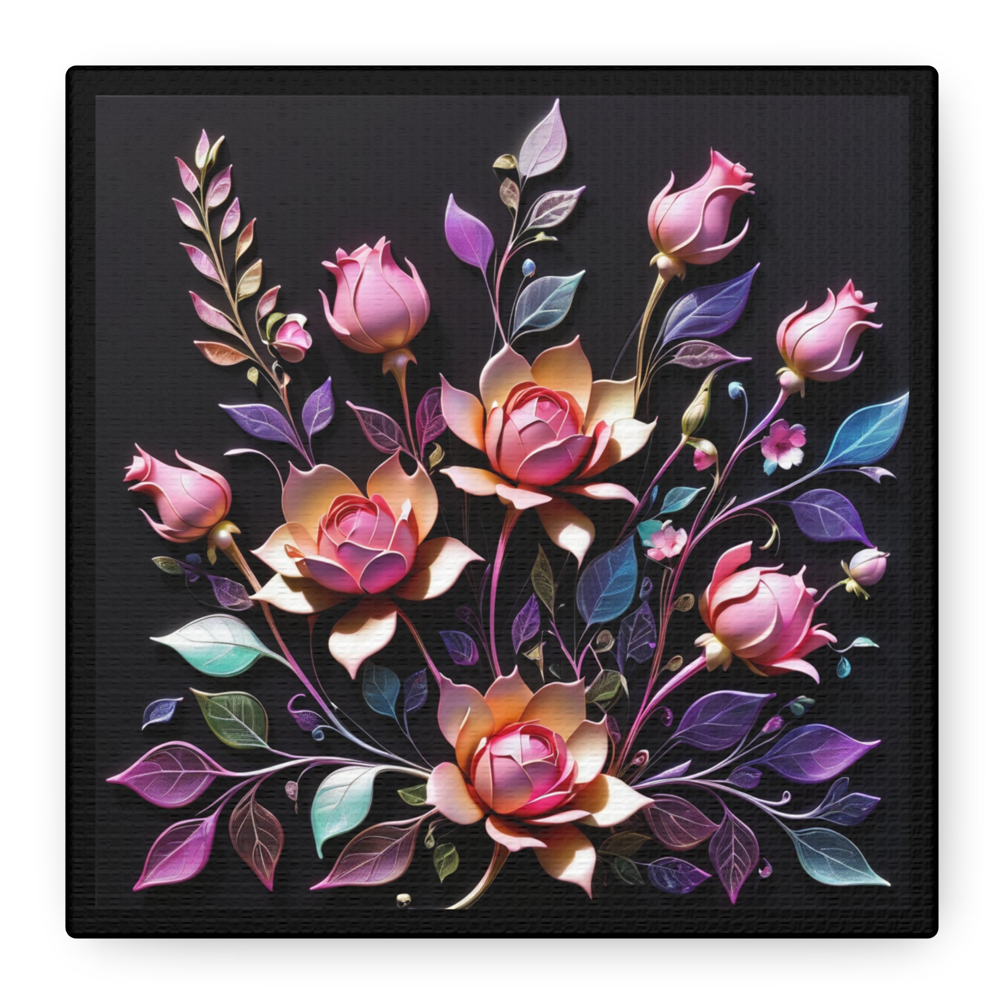 Metallic Floral 3D Canvas Print