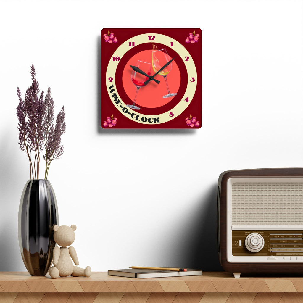 Wine O'clock 10.75" Square Wall Clock