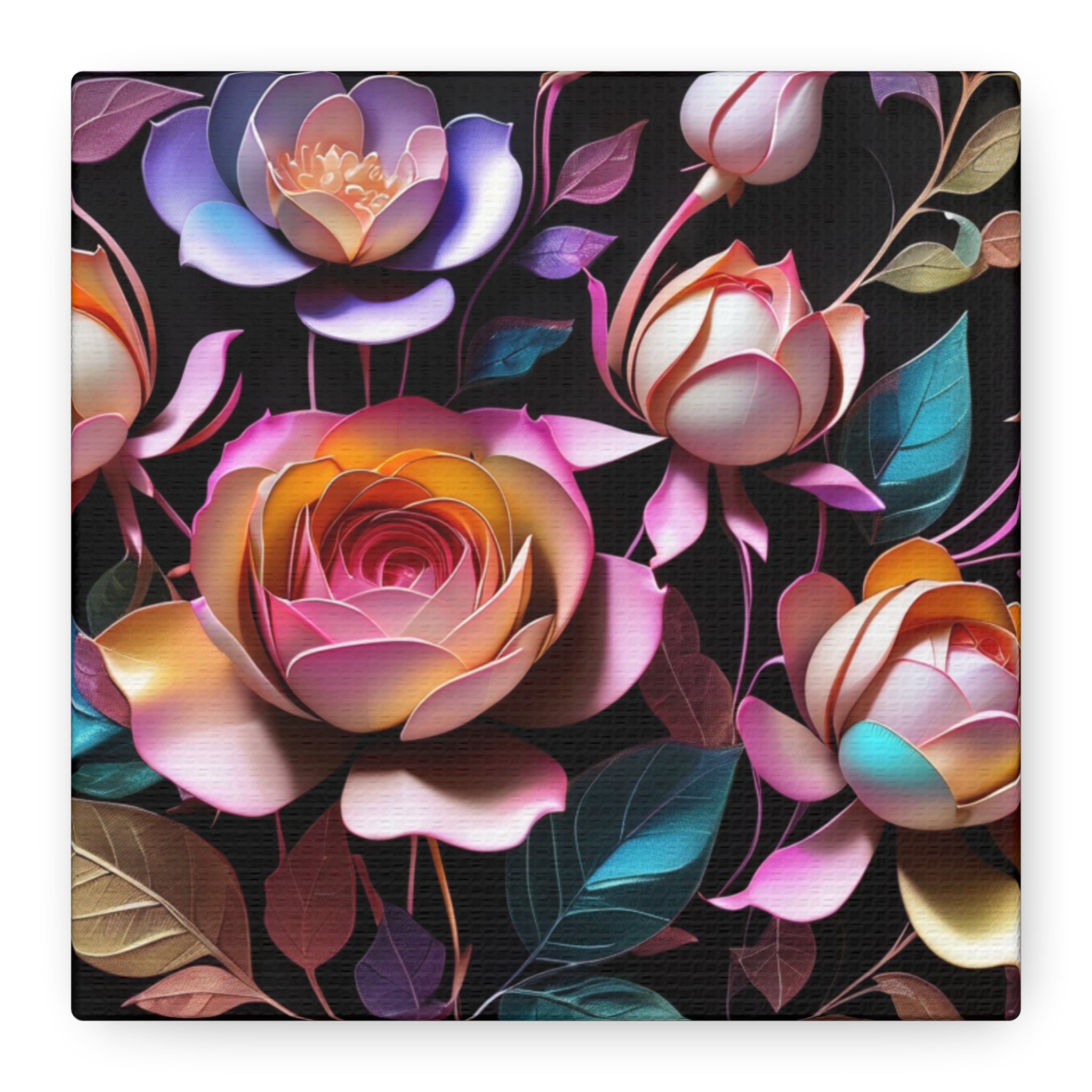 Floral 3D Wall Art Canvas - Elegant Rose Design for Home Decor