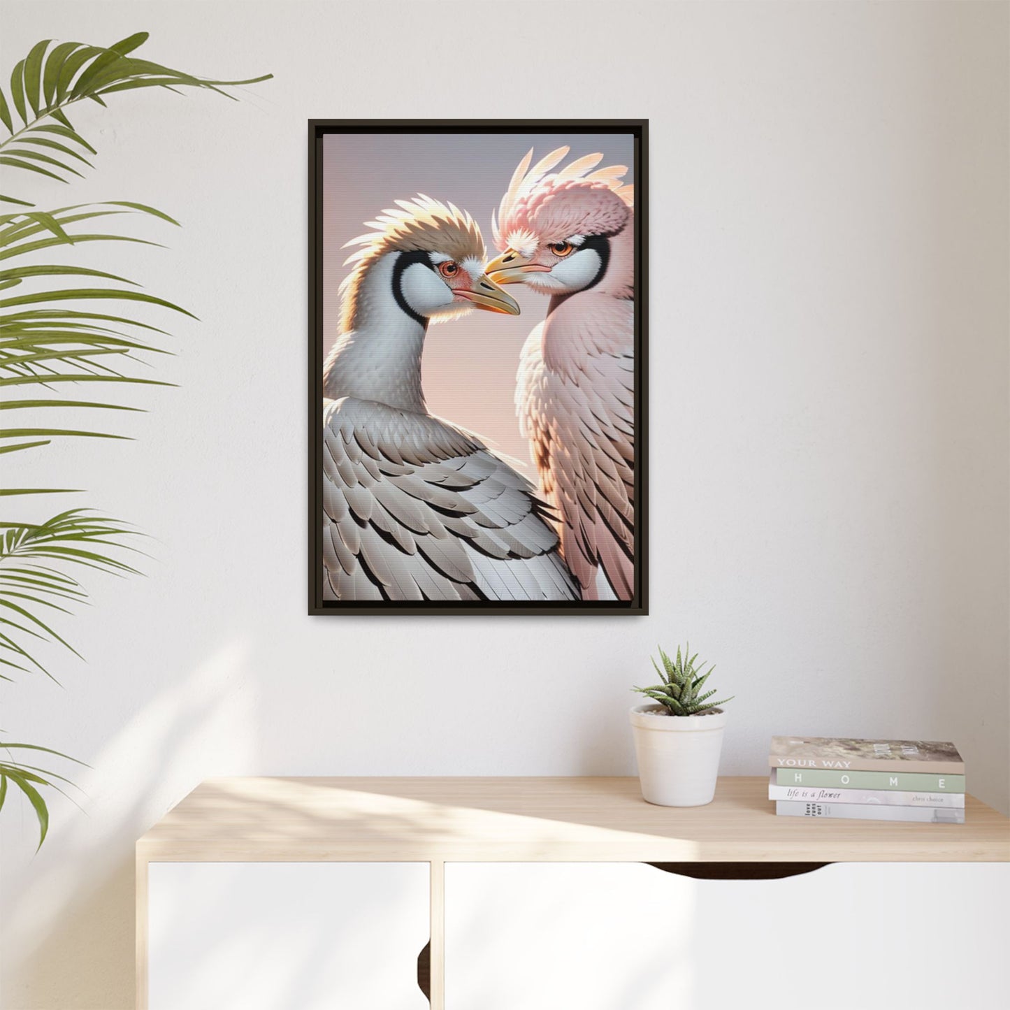 Framed Canvas Art Print - Ostrich Love