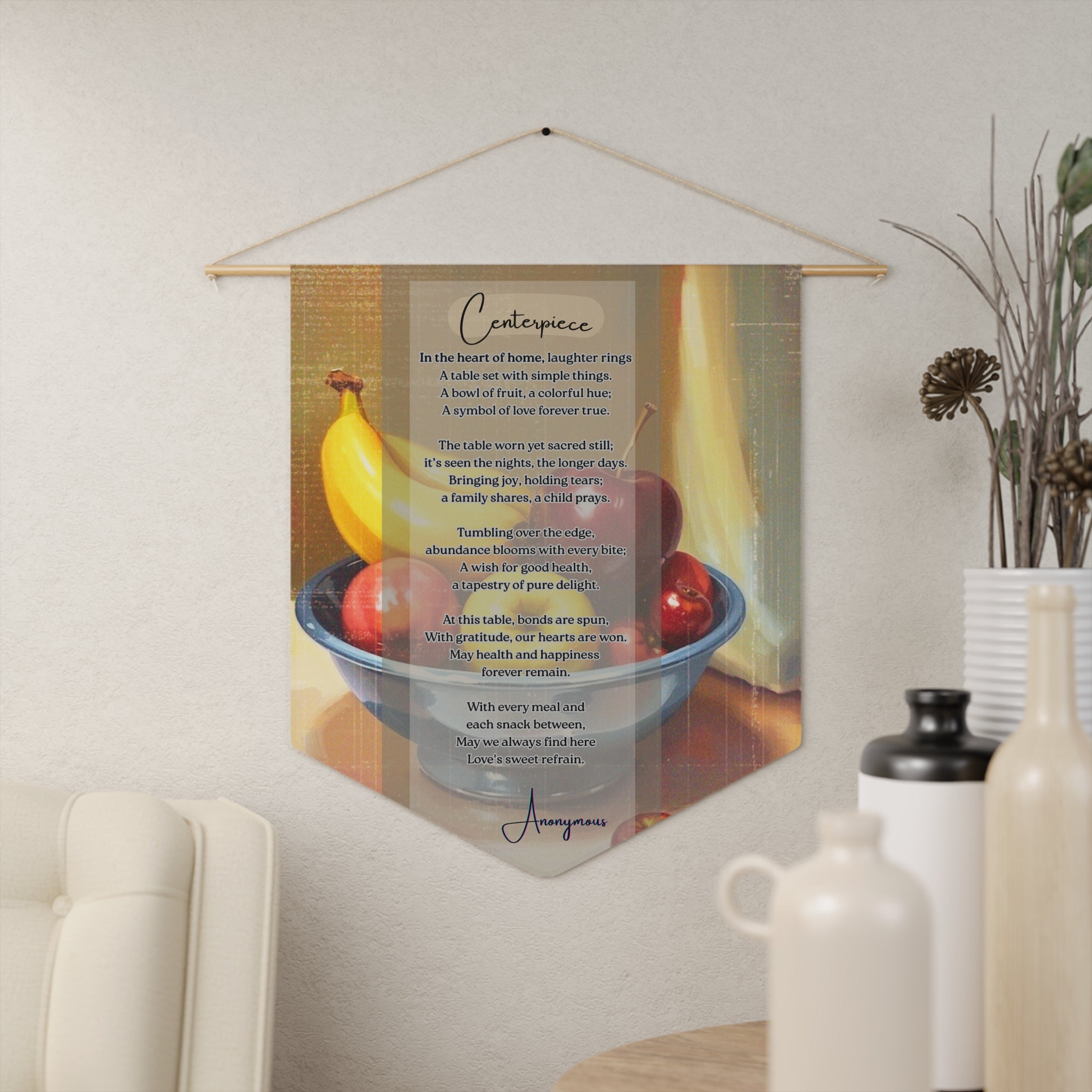 Home Decor Pennant, Inspirational Wall Hanging, Kitchen Wall Art, Gift for Foodies, Modern Decor