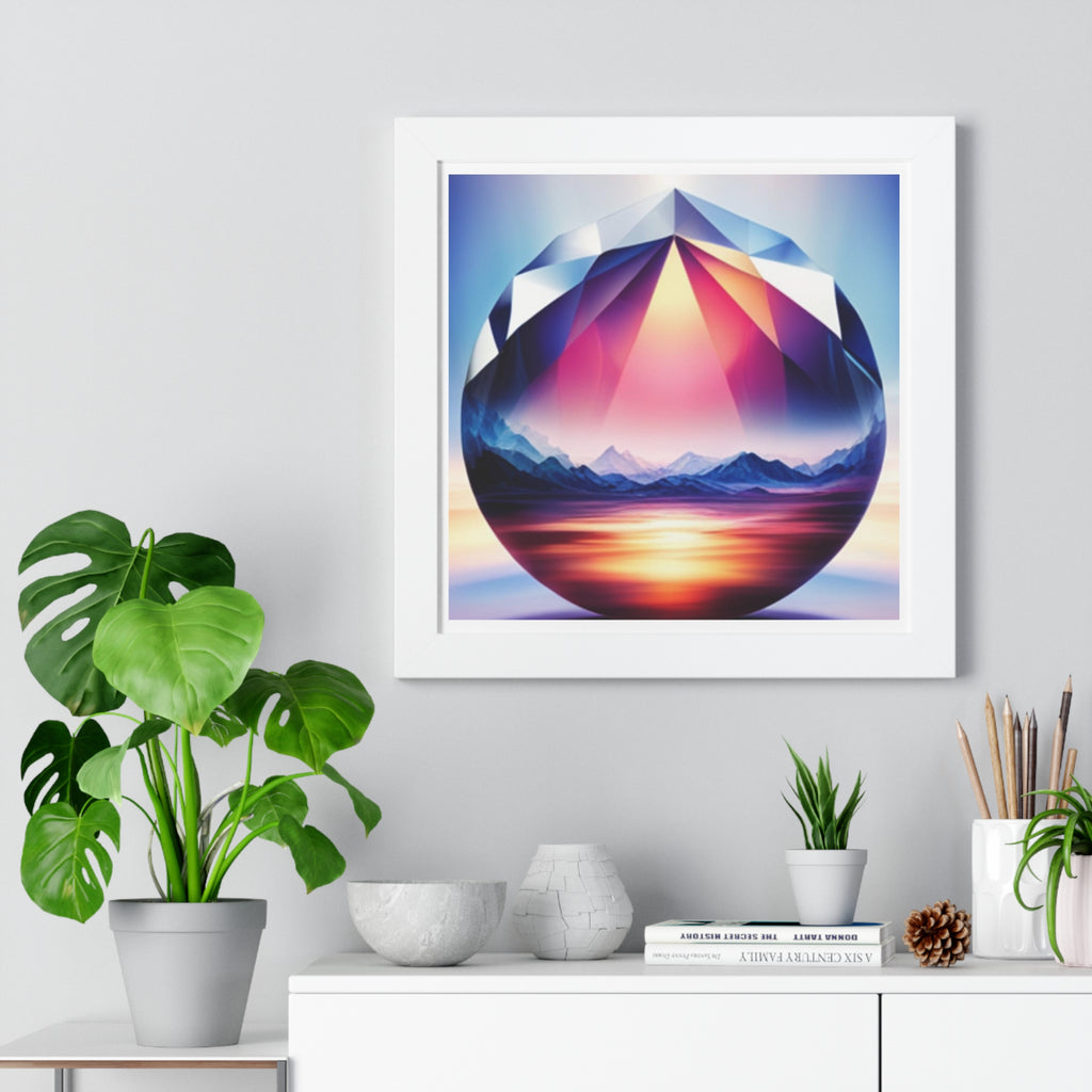 Framed Poster - Landscape Image Faceted Jewel Design