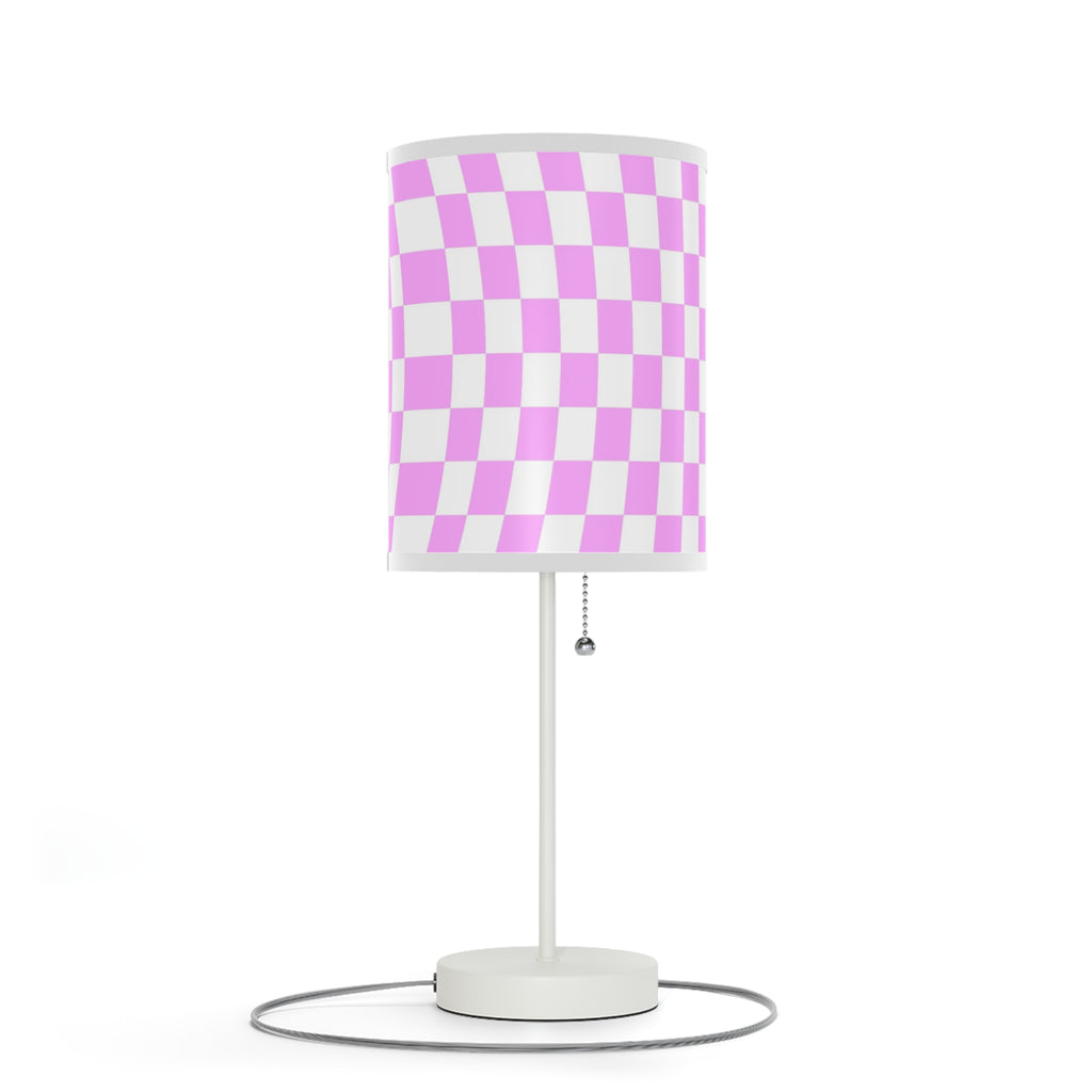 Pink Checkered Side Rable Lamp