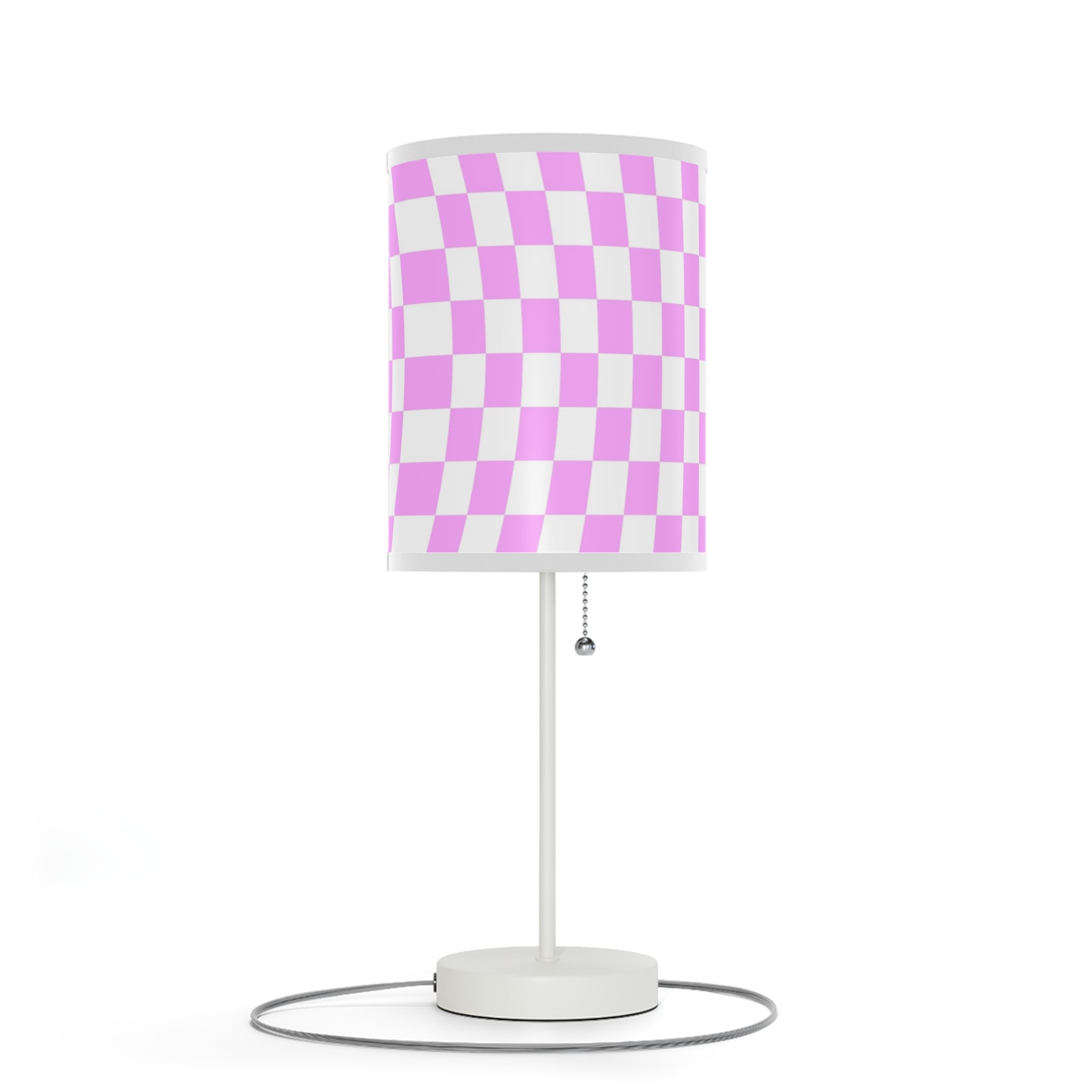 Pink Checkered Side Rable Lamp