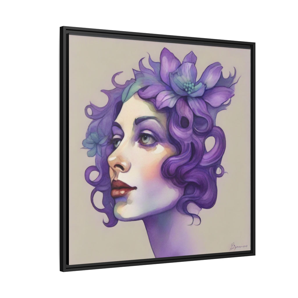 Purple Floral Portrait Matte Canvas Framed Wall Art