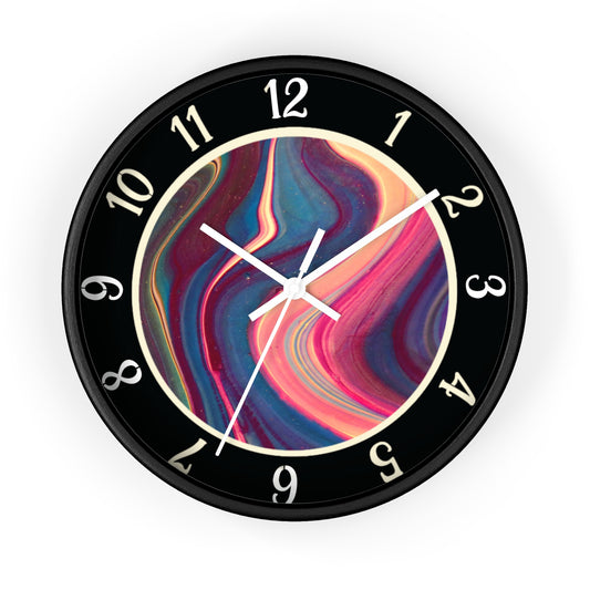 Silent Wall Clock, Abstract Art Wavy Paint