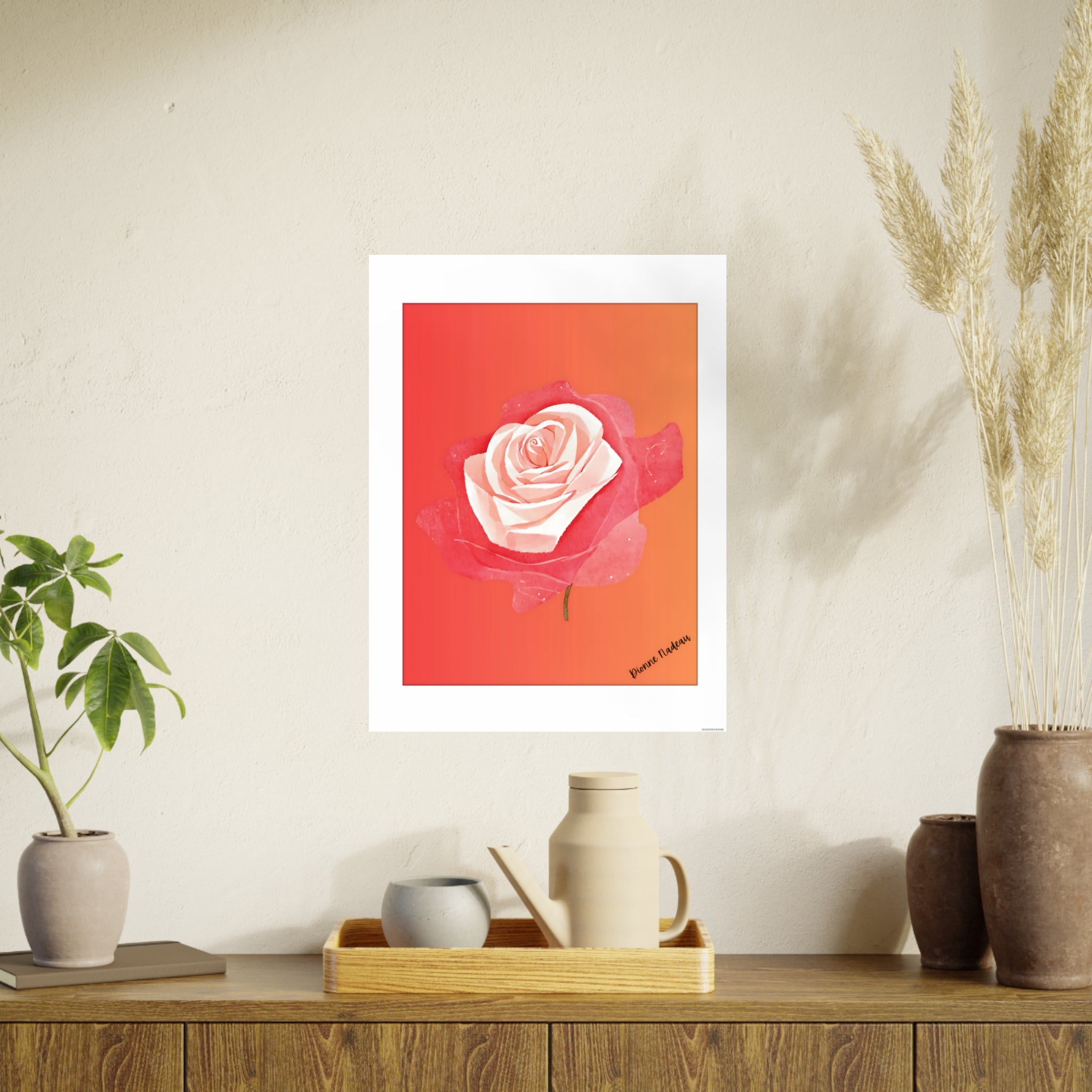 Red Rose Signed Digital Art Paper Poster