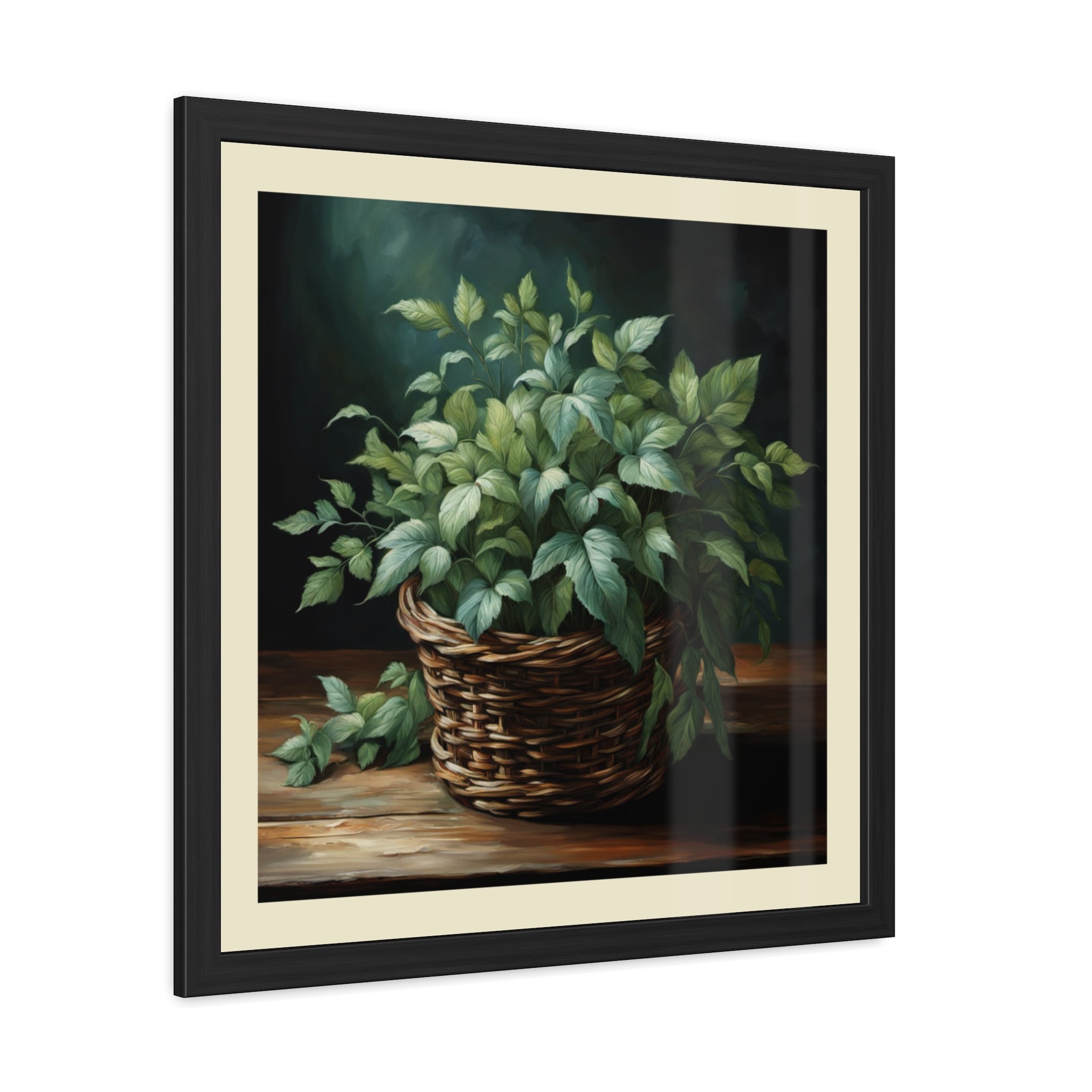 Herbal Basket Kitchen Decor Framed Poster