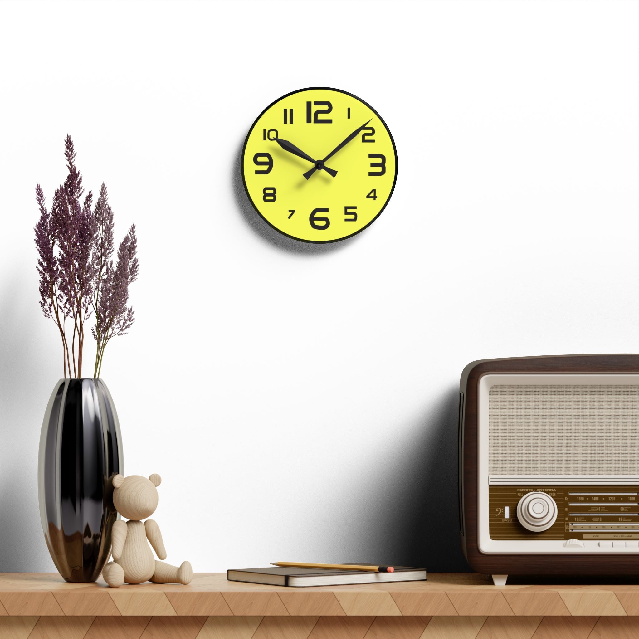 Decorative Lemon-Yellow Wall Clock