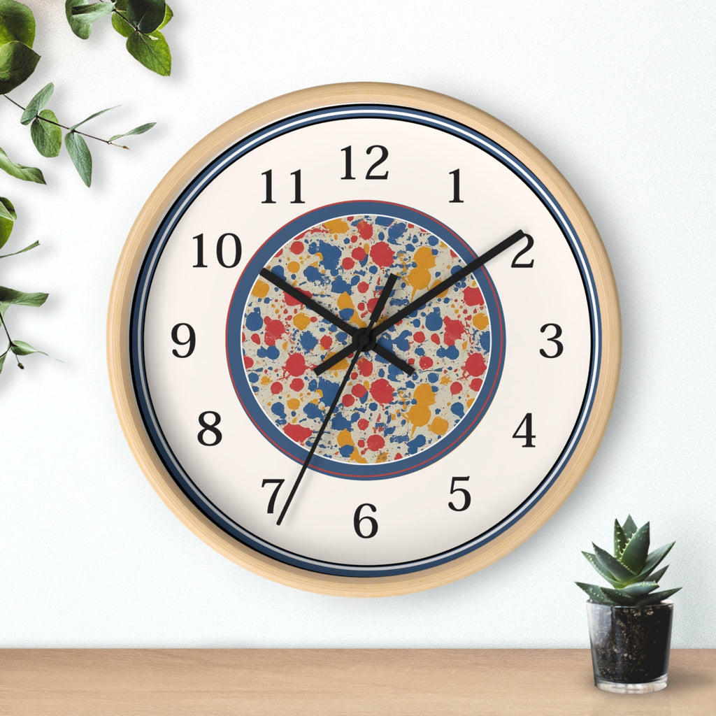 Unque Wall Clock, Artsy Paint Splatter Design