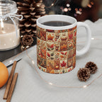 Coffee Mug, Autumn Quilt Design, Gift for Him, Tea Cup, Kitchen Decor, Unique Coffee Cup