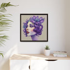 Purple Floral Portrait Matte Canvas Framed Wall Art