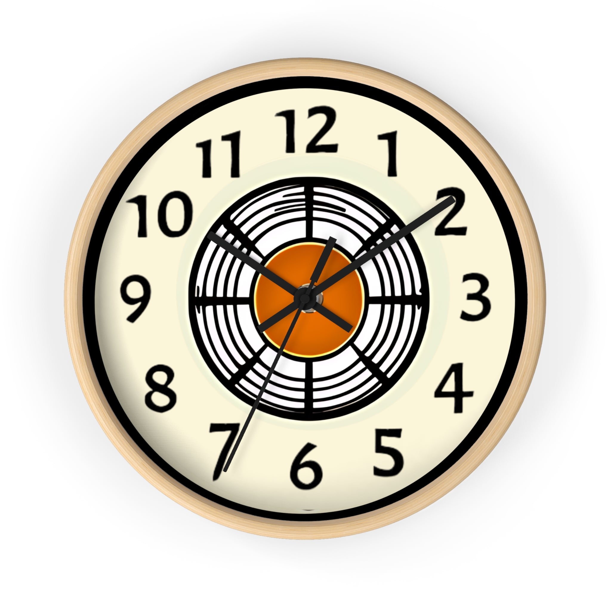 Retro Orange & Black line art Wall Clock