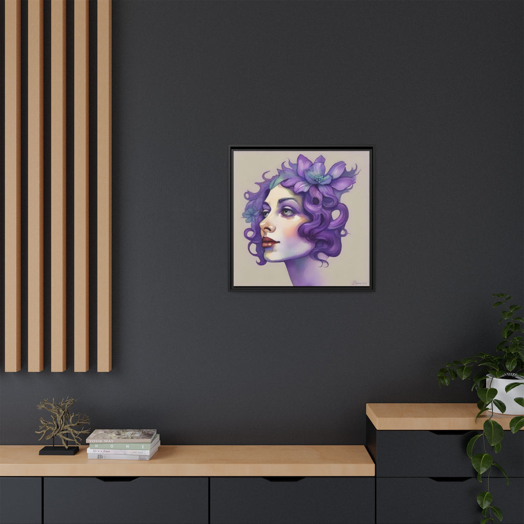 Purple Floral Portrait Matte Canvas Framed Wall Art