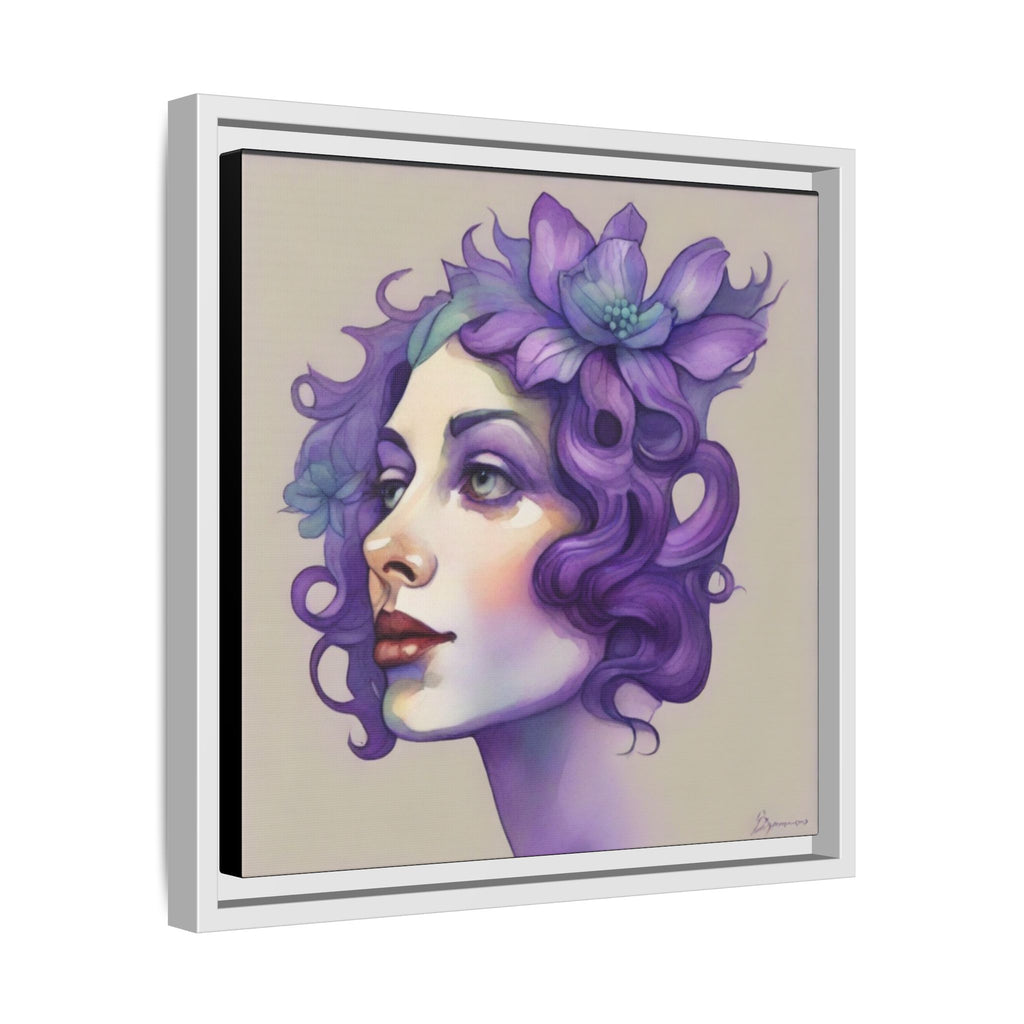 Purple Floral Portrait Matte Canvas Framed Wall Art