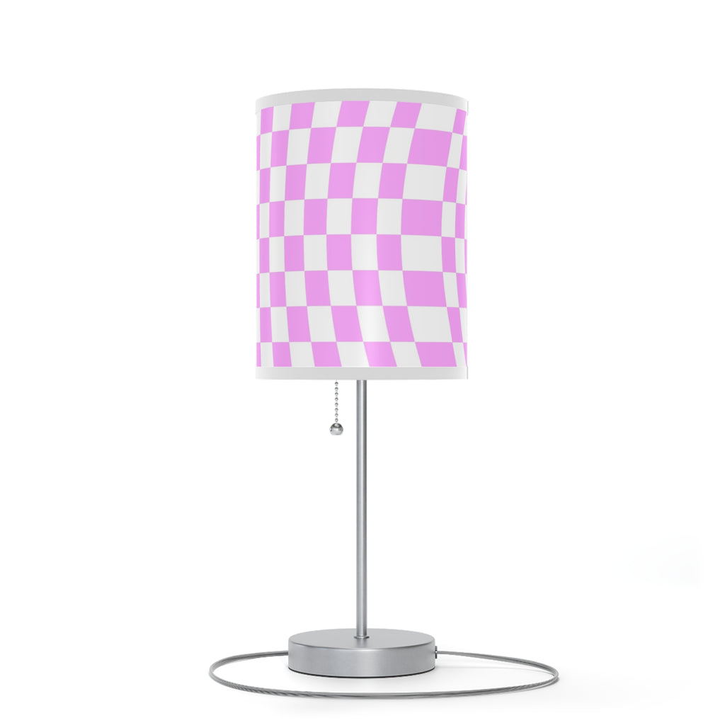 Pink Checkered Side Rable Lamp