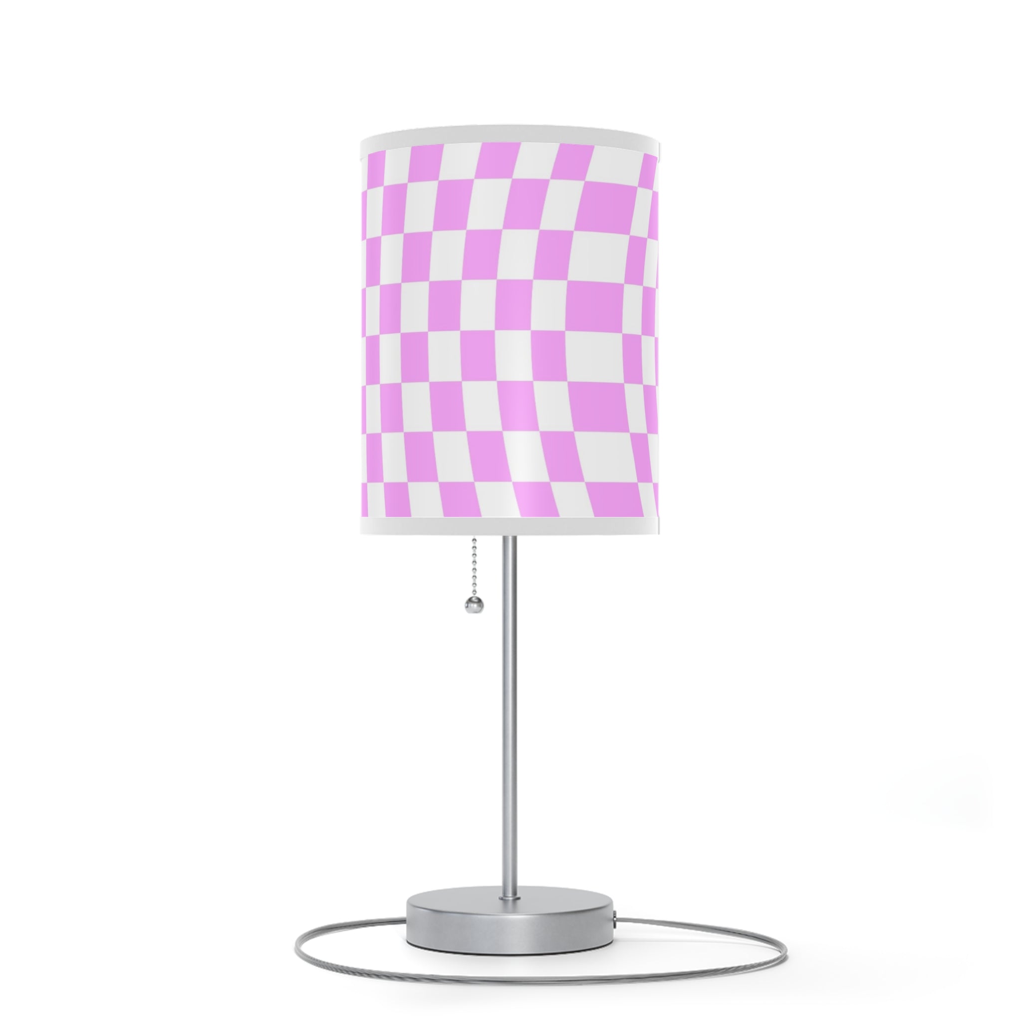 Pink Checkered Side Rable Lamp