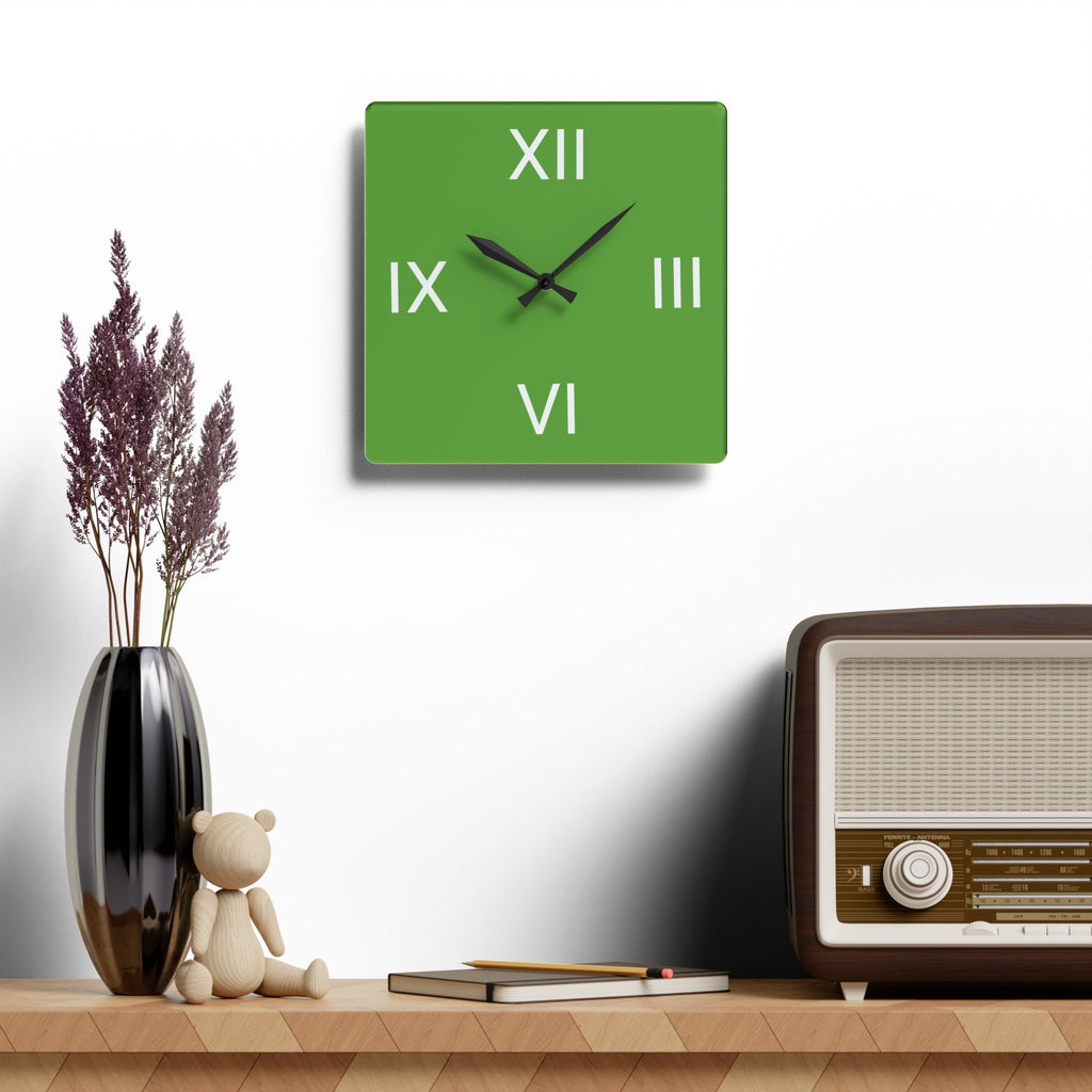Minimalist's Wall Clock, Acrylic, Bold Green Print