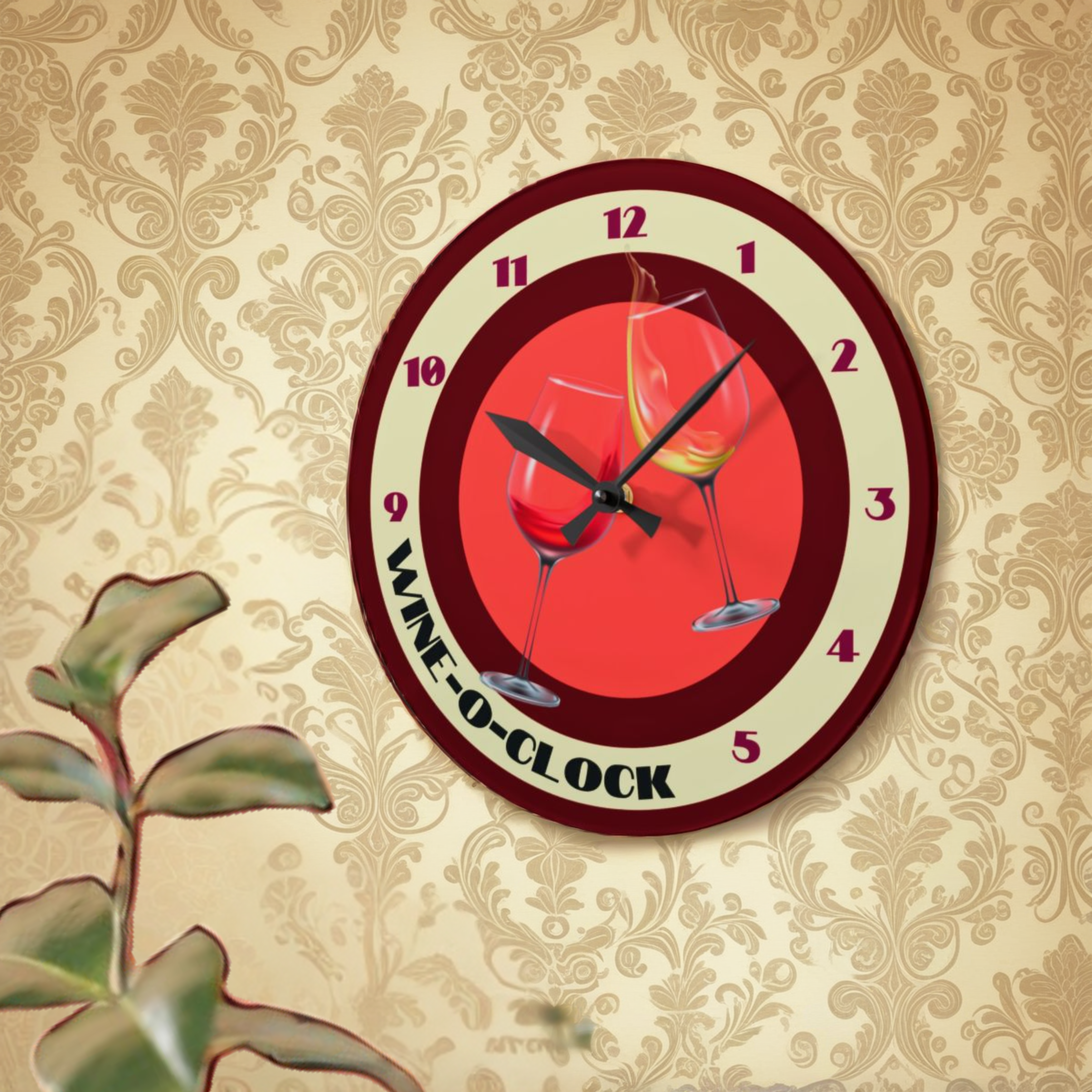 Wine O' Clock, Round Wall Clock, in 2 sizes
