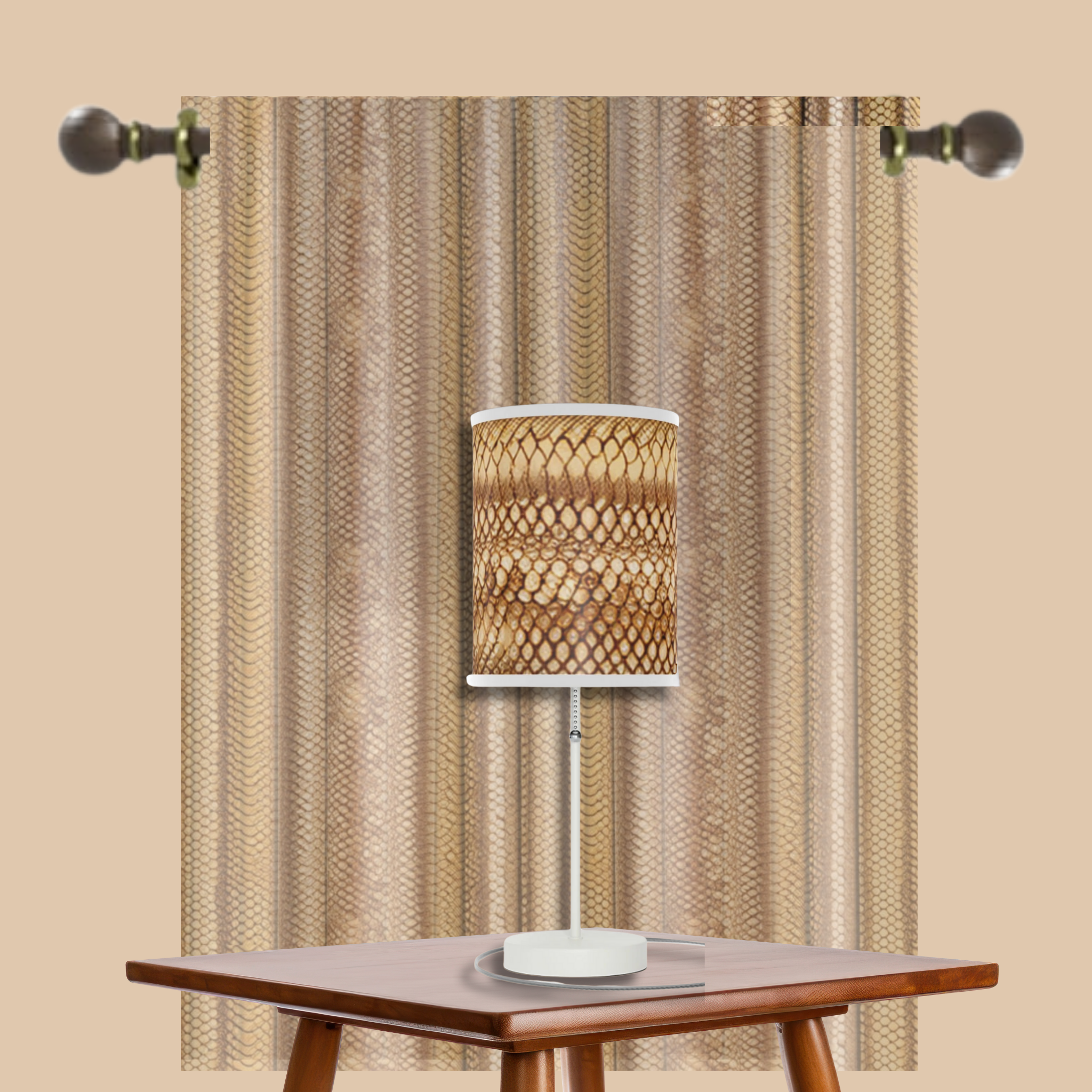 Table Lamp, Golden-Brown Snake Skin
