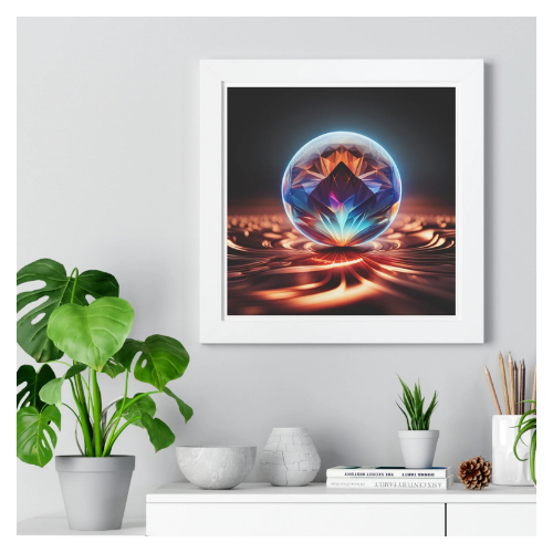 Framed Poster - Candle in a Gem Photorealistic AI Image White Frame