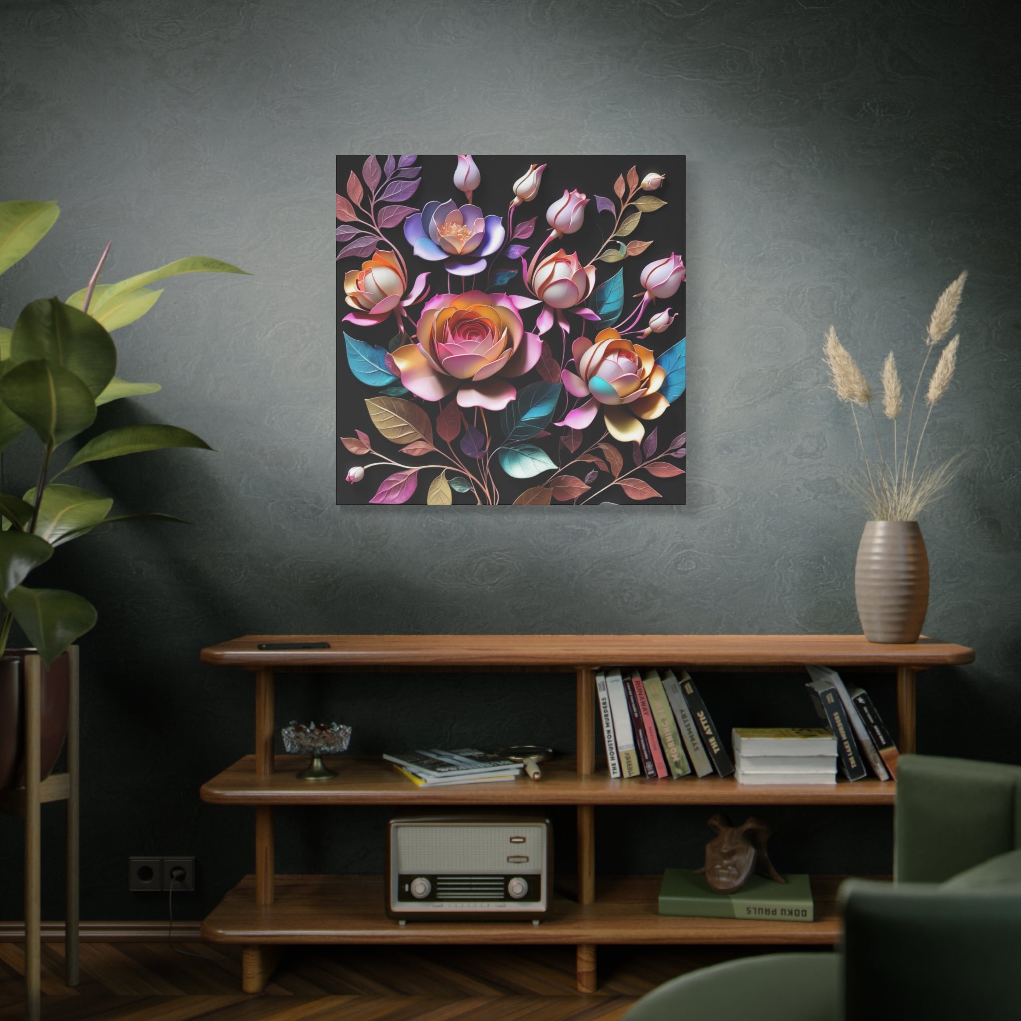 Floral 3D Wall Art Canvas - Elegant Rose Design for Home Decor