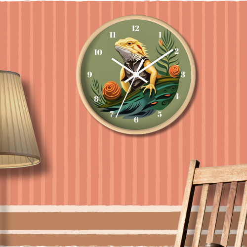 Unique Decorative Pet Bearded Dragon Lover Wall Art Clock