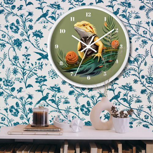 Unique Decorative Pet Bearded Dragon Lover Wall Art Clock