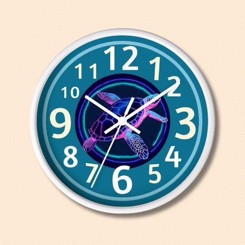 Vibrant Sea Turtle Wall Clock - Ocean-Inspired Home Decor