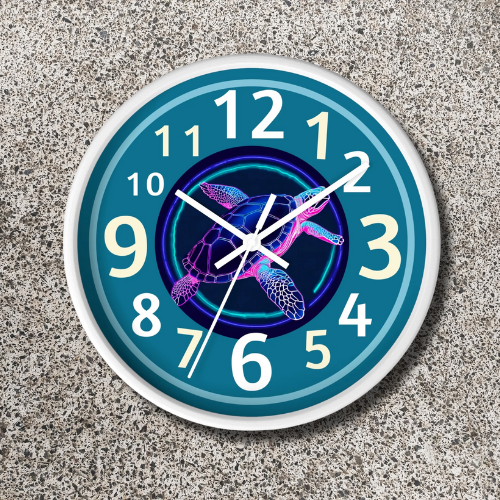Vibrant Sea Turtle Wall Clock - Ocean-Inspired Home Decor