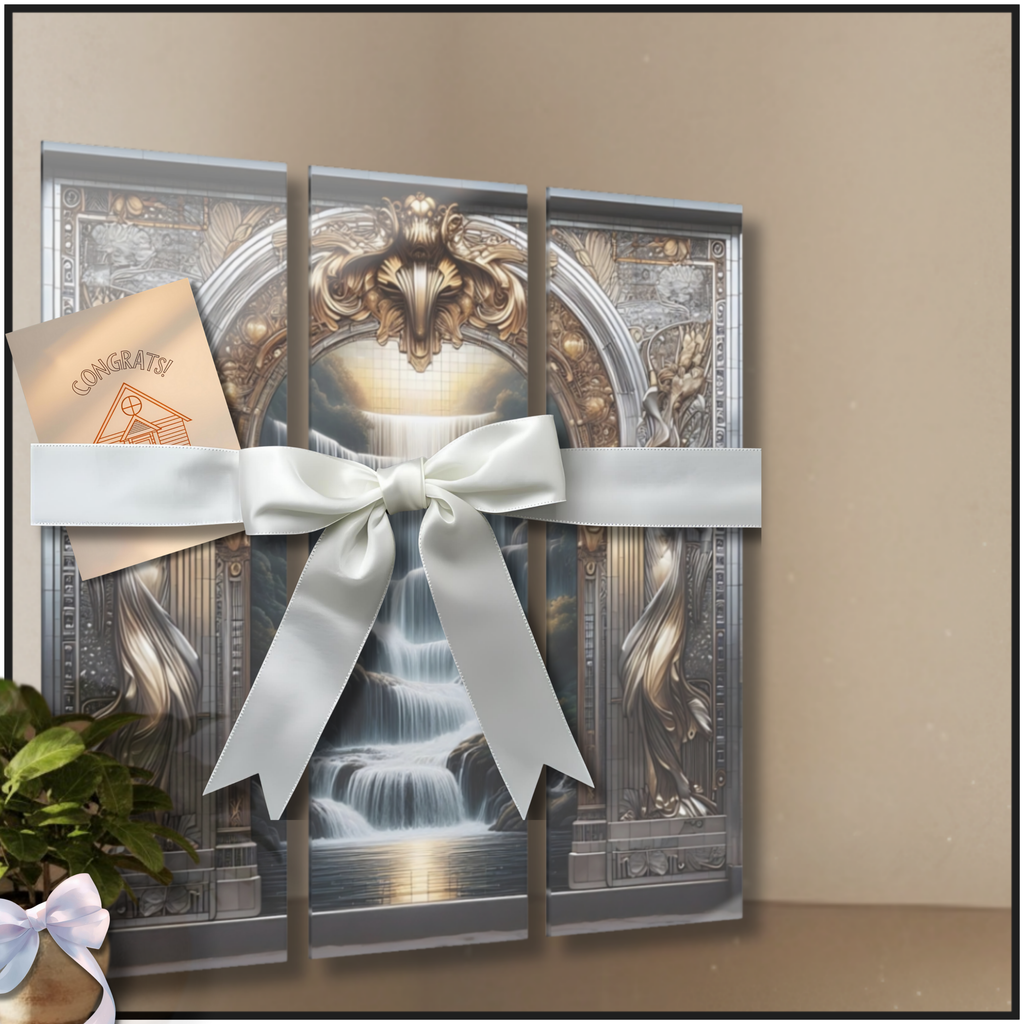 Ancient Waterfalls Acrylic Prints Triptych Decor (Set of 3) Floating Wall Art