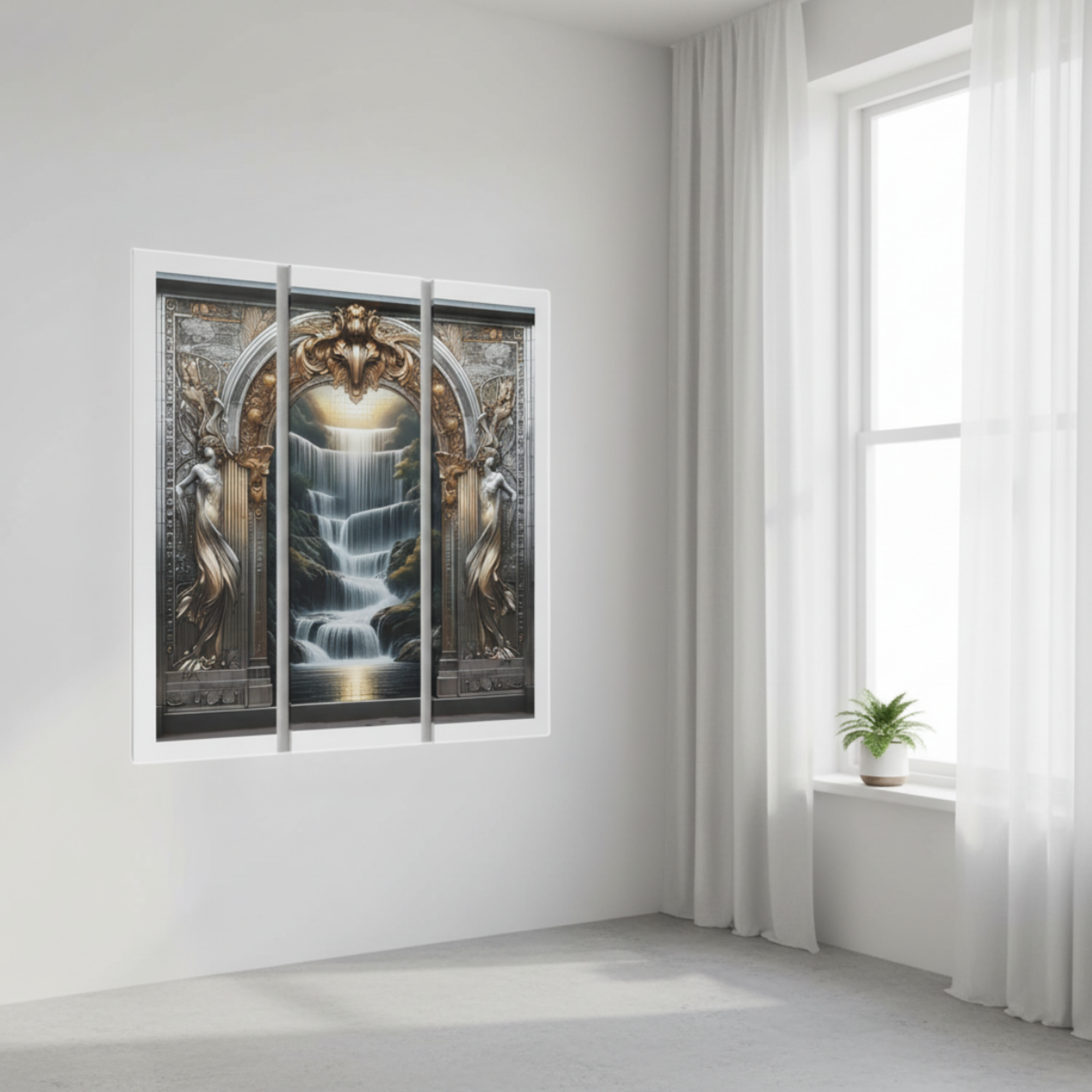 Ancient Waterfalls Acrylic Prints Triptych Decor (Set of 3) Floating Wall Art