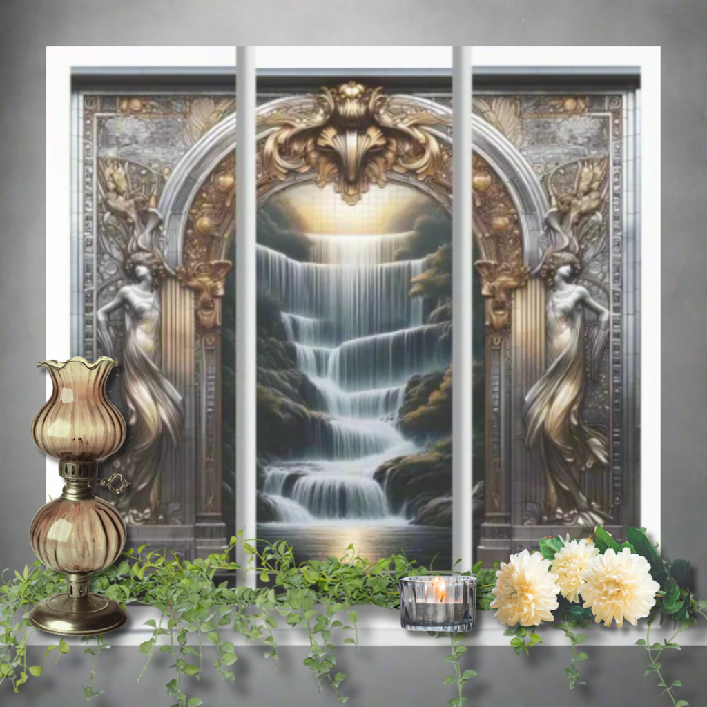 Ancient Waterfalls Acrylic Prints Triptych Decor (Set of 3) Floating Wall Art