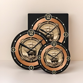 Vintage Styled Ship Acrylic Wall Clock