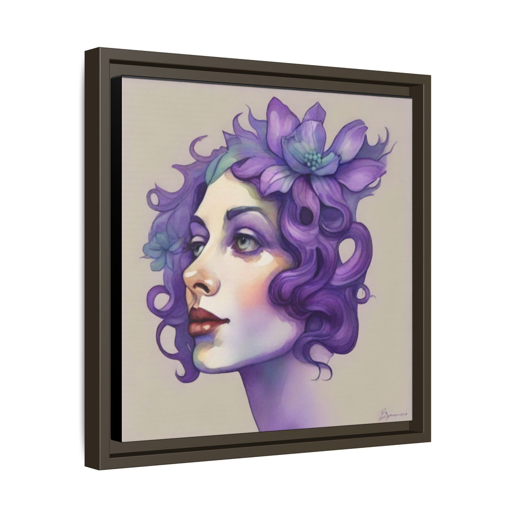 Purple Floral Portrait Matte Canvas Framed Wall Art