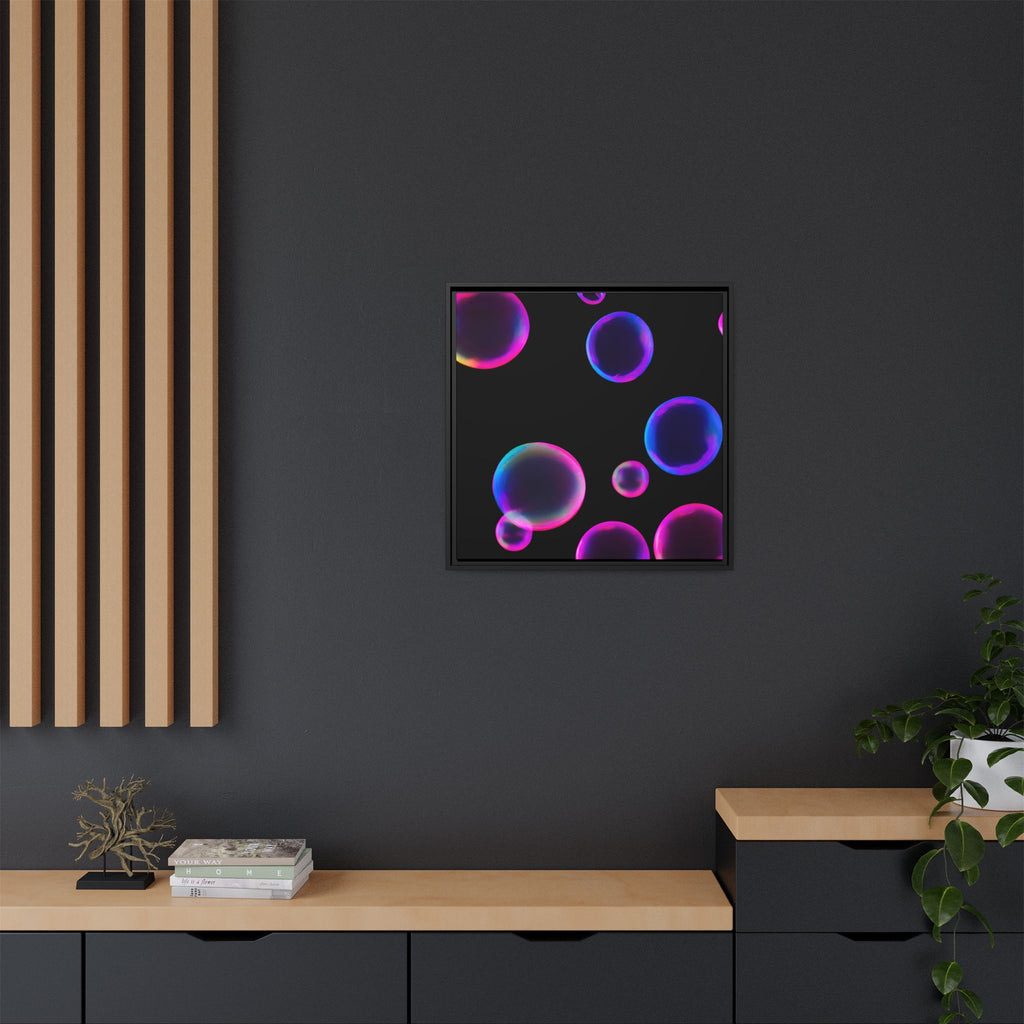 Neon Bubbles Art Print on Canvas Framed Black Light Effect