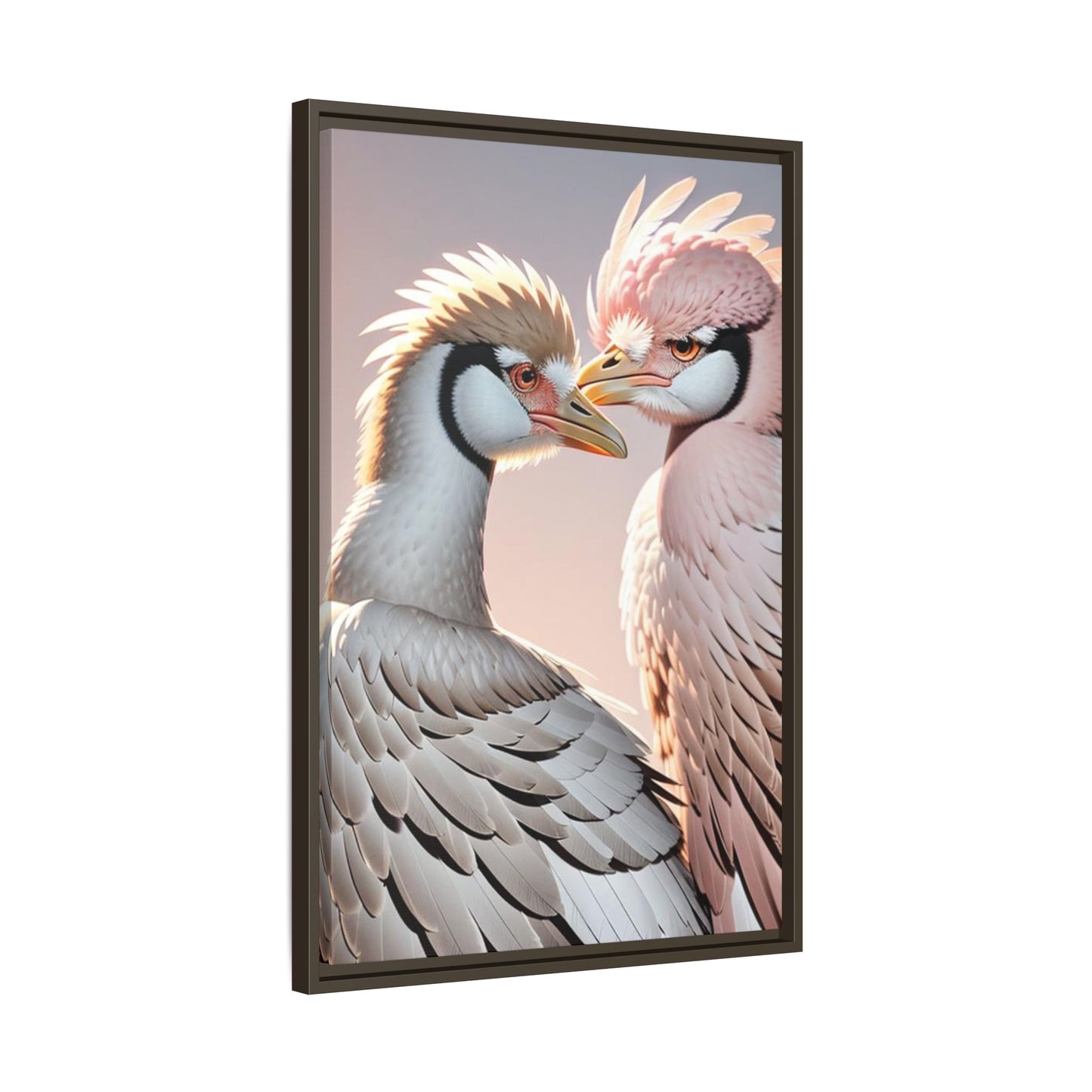 Framed Canvas Art Print - Ostrich Love