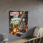 Christmas Wall Hanging, Traditional Ukrainian Doll Pennant, Peace on Earth