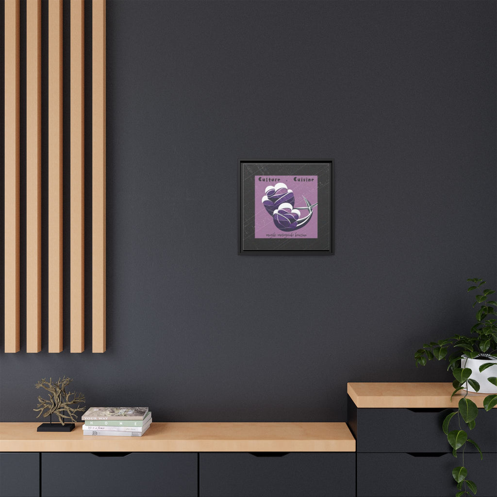 Framed Matte Canvas Print —Mediterranean 'Culture • Cuisine' Abstract Purple Poster Art