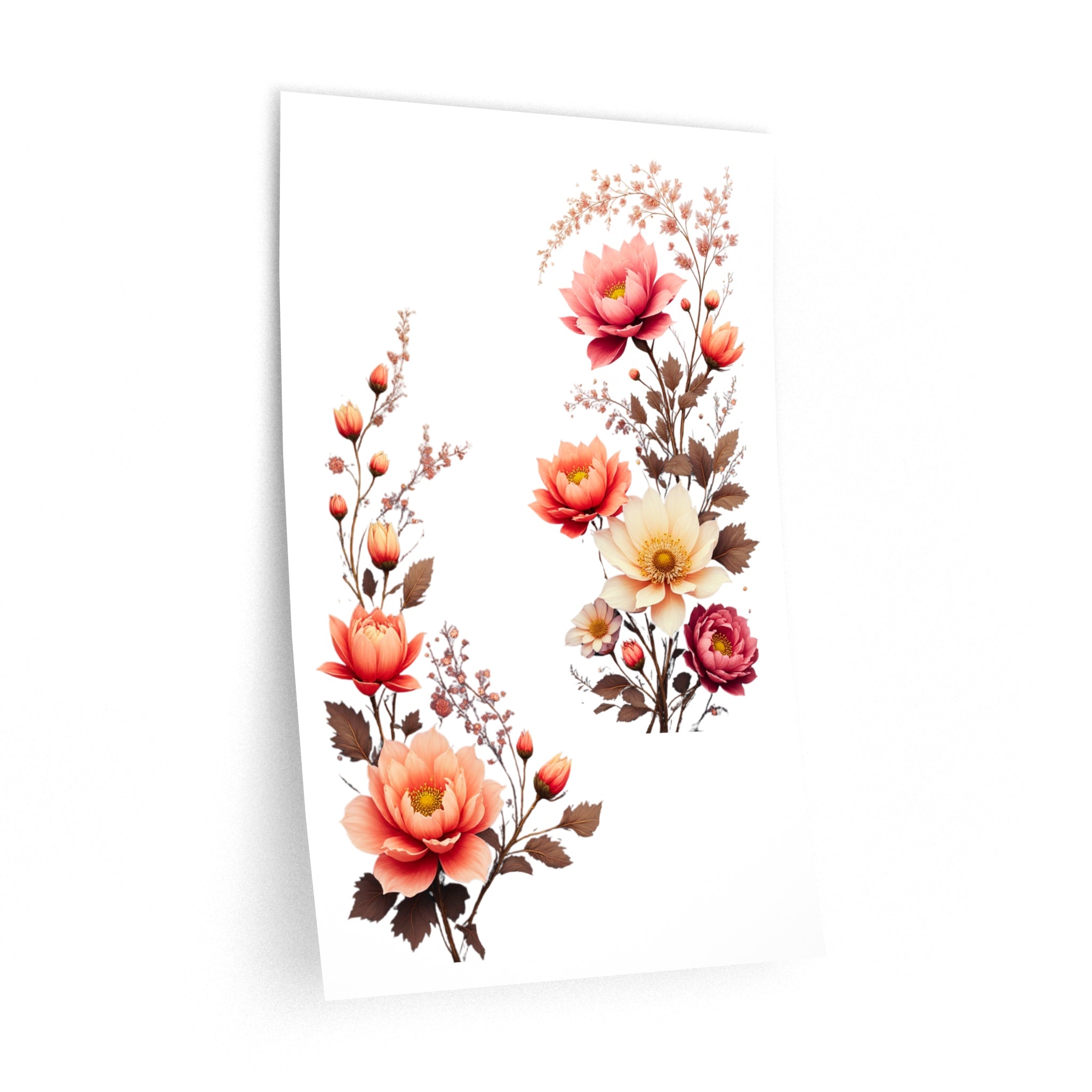 Floral Wall Decal Set — Vintage Rose Removable Stickers for Bedroom, Living Room, Nursery