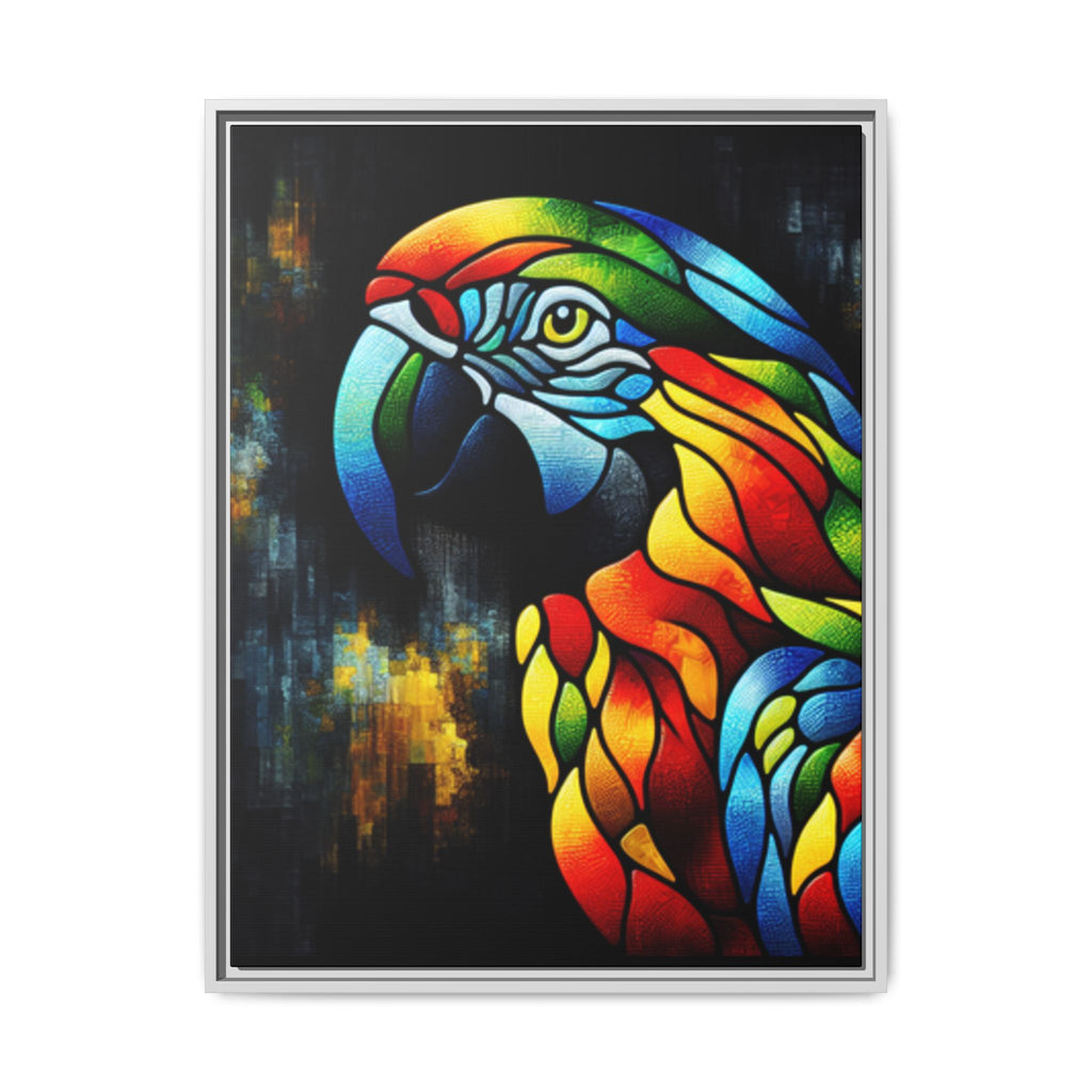 Mosaic Style Parrot Framed Canvas Art Print