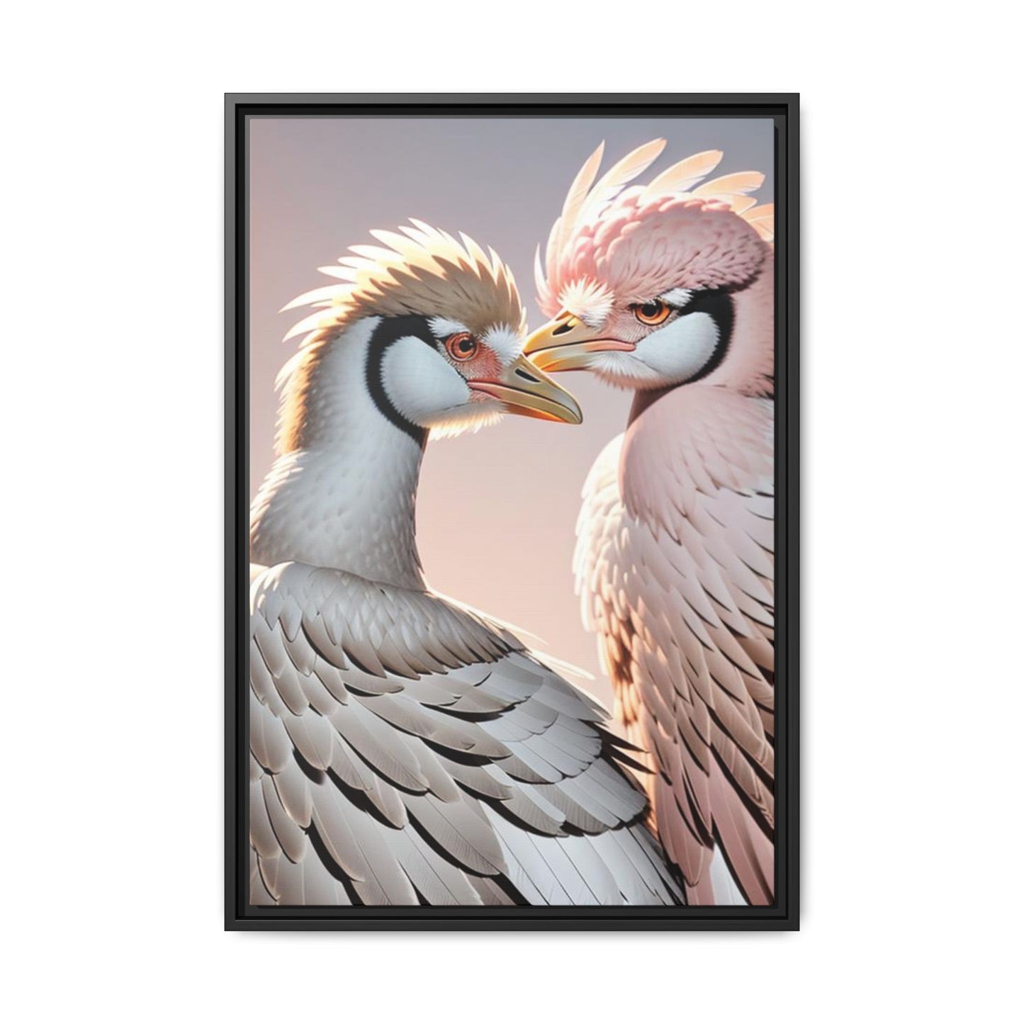 Framed Canvas Art Print - Ostrich Love