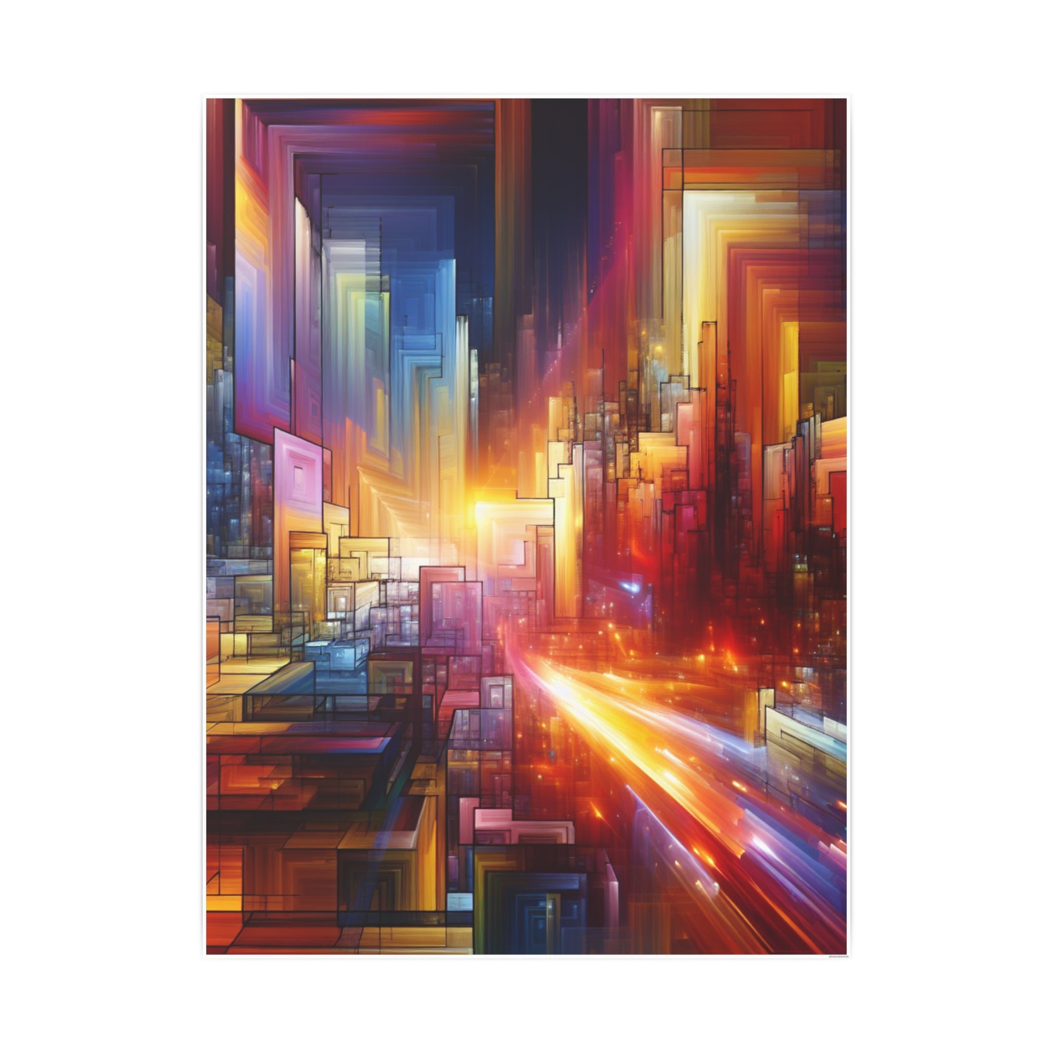 Abstract City Lights Photo Art Poster — Vibrant Futuristic Urban Wall Art