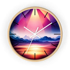 Gemstone Landscape Wall Clock, Round Silent Black Clock, Home Decor, Office Decor, Nature Lover Gift, Unique Clock Gift