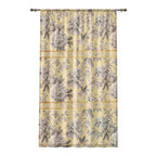 Floral patterned curtain with yellow background
