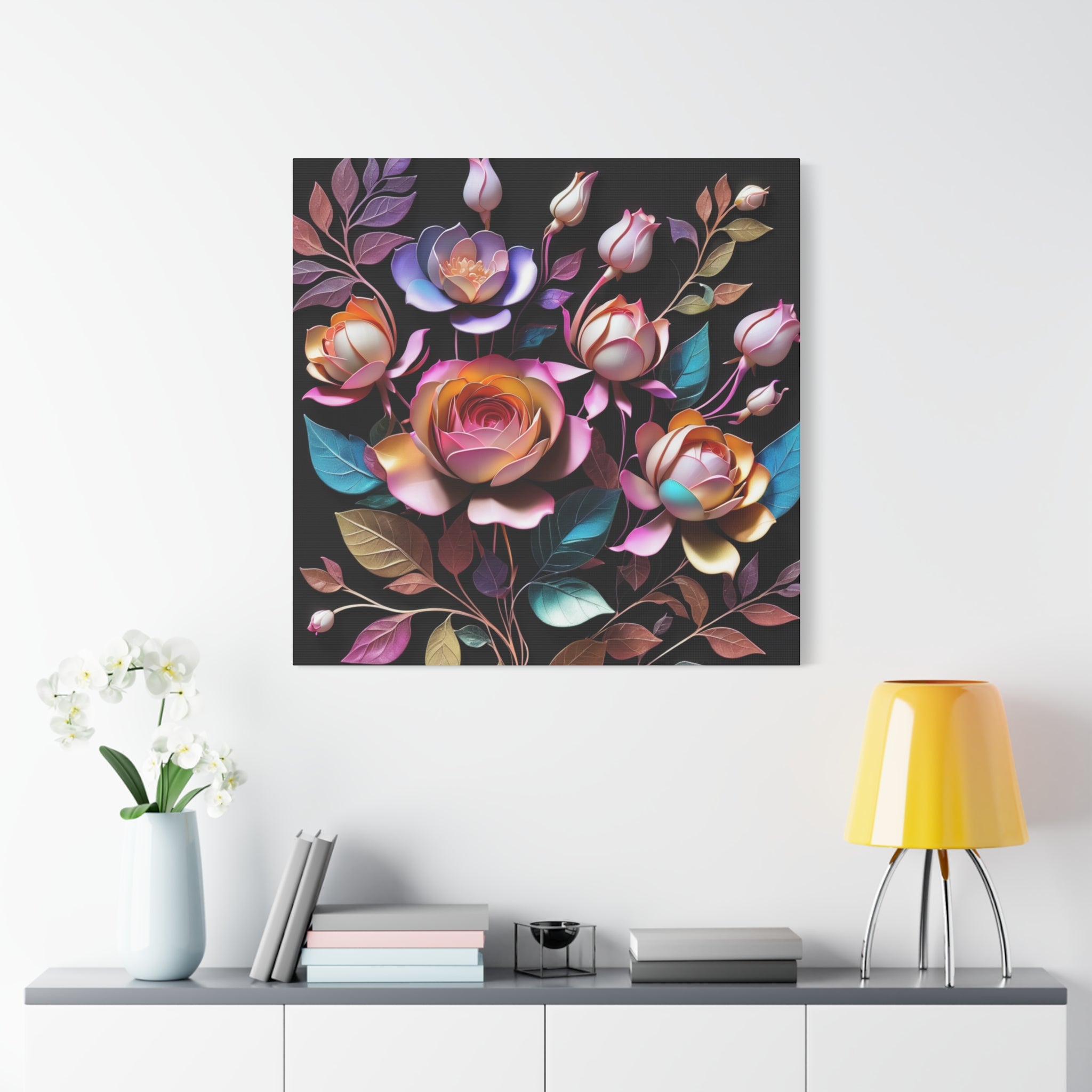 Floral 3D Wall Art Canvas - Elegant Rose Design for Home Decor