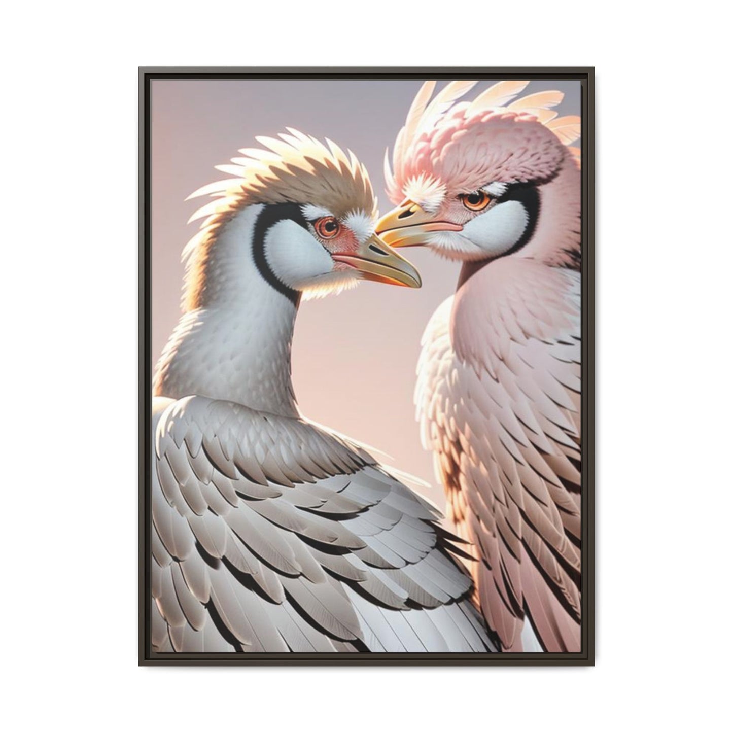 Framed Canvas Art Print - Ostrich Love