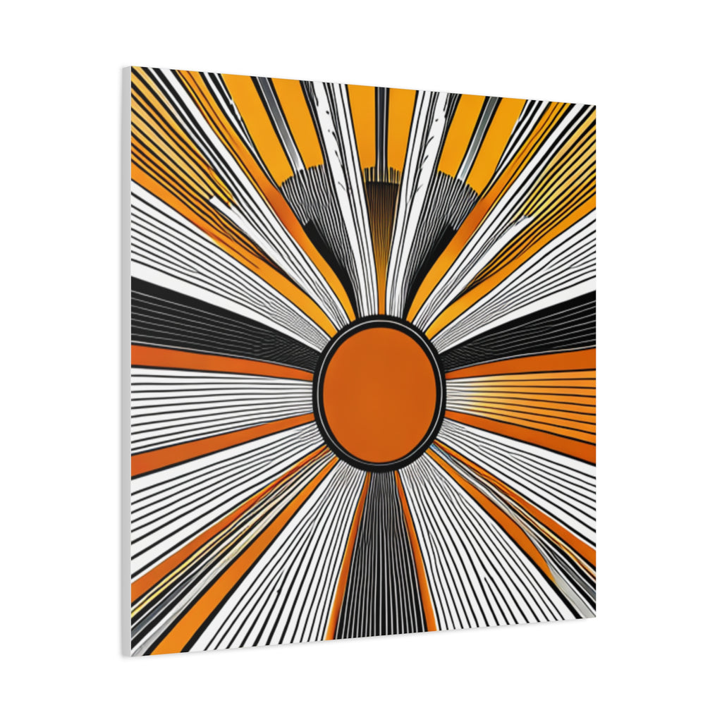 Sunburst Abstract Canvas Art — Orange Black Radiant Wall Decor