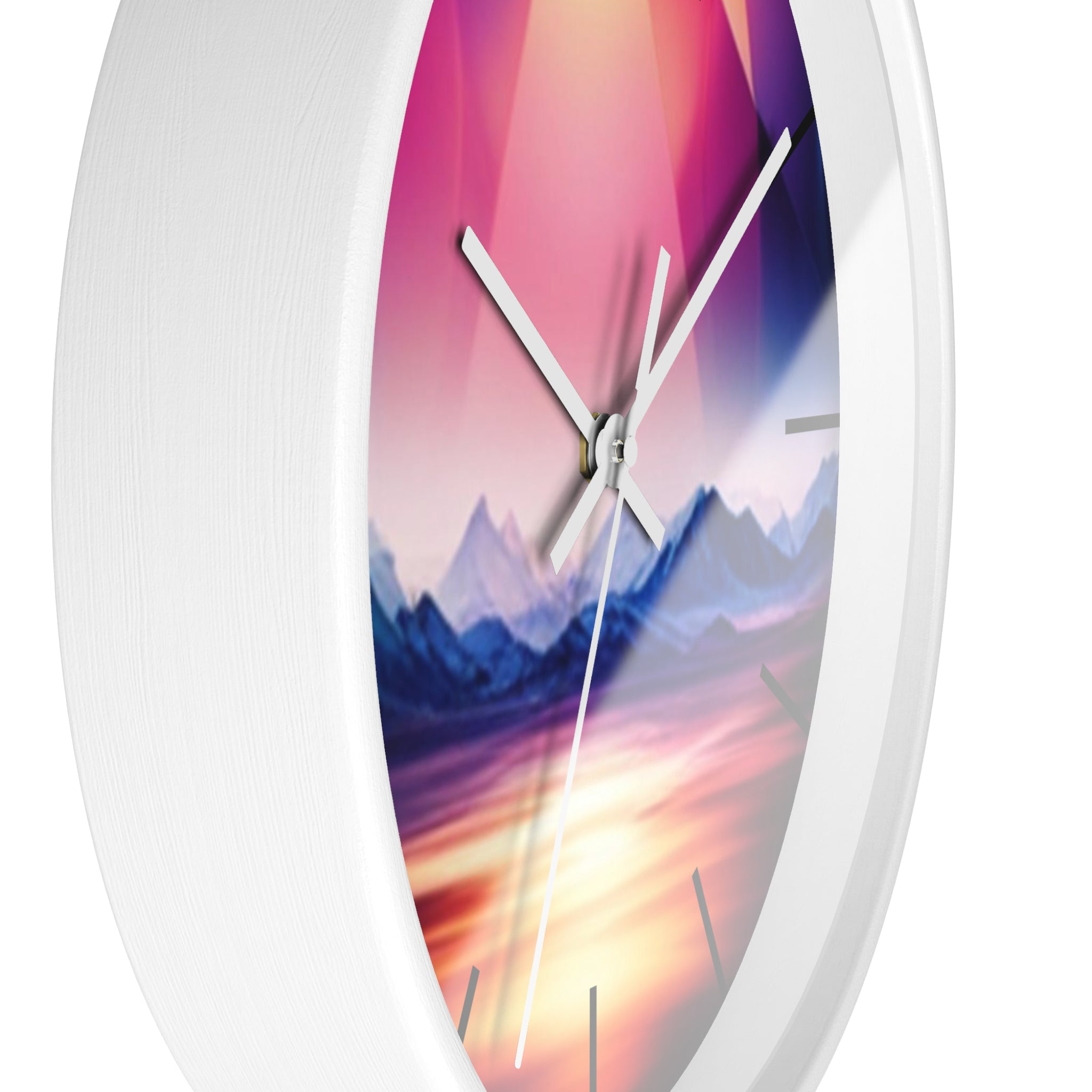 Gemstone Landscape Wall Clock, Round Silent Black Clock, Home Decor, Office Decor, Nature Lover Gift, Unique Clock Gift