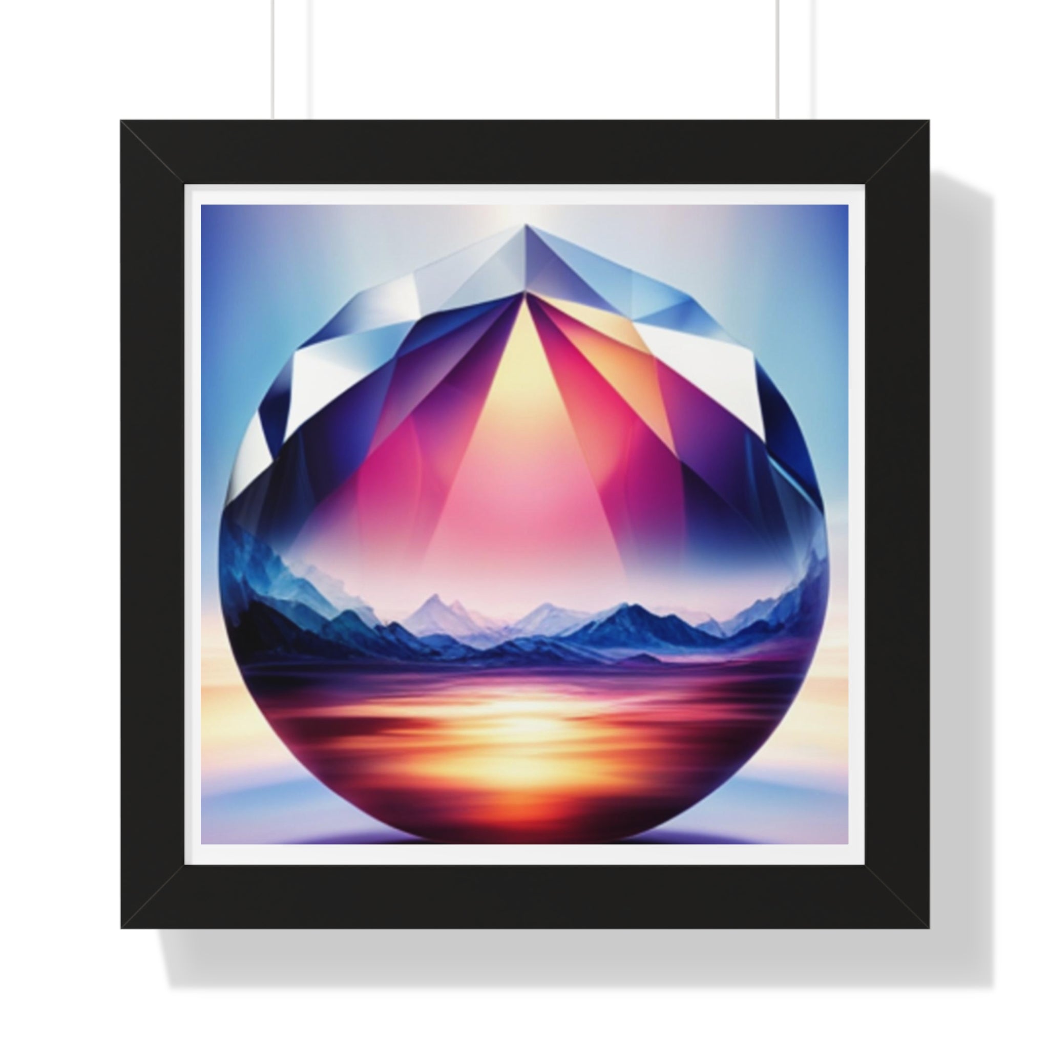 Framed Poster - Landscape Image Faceted Jewel Design